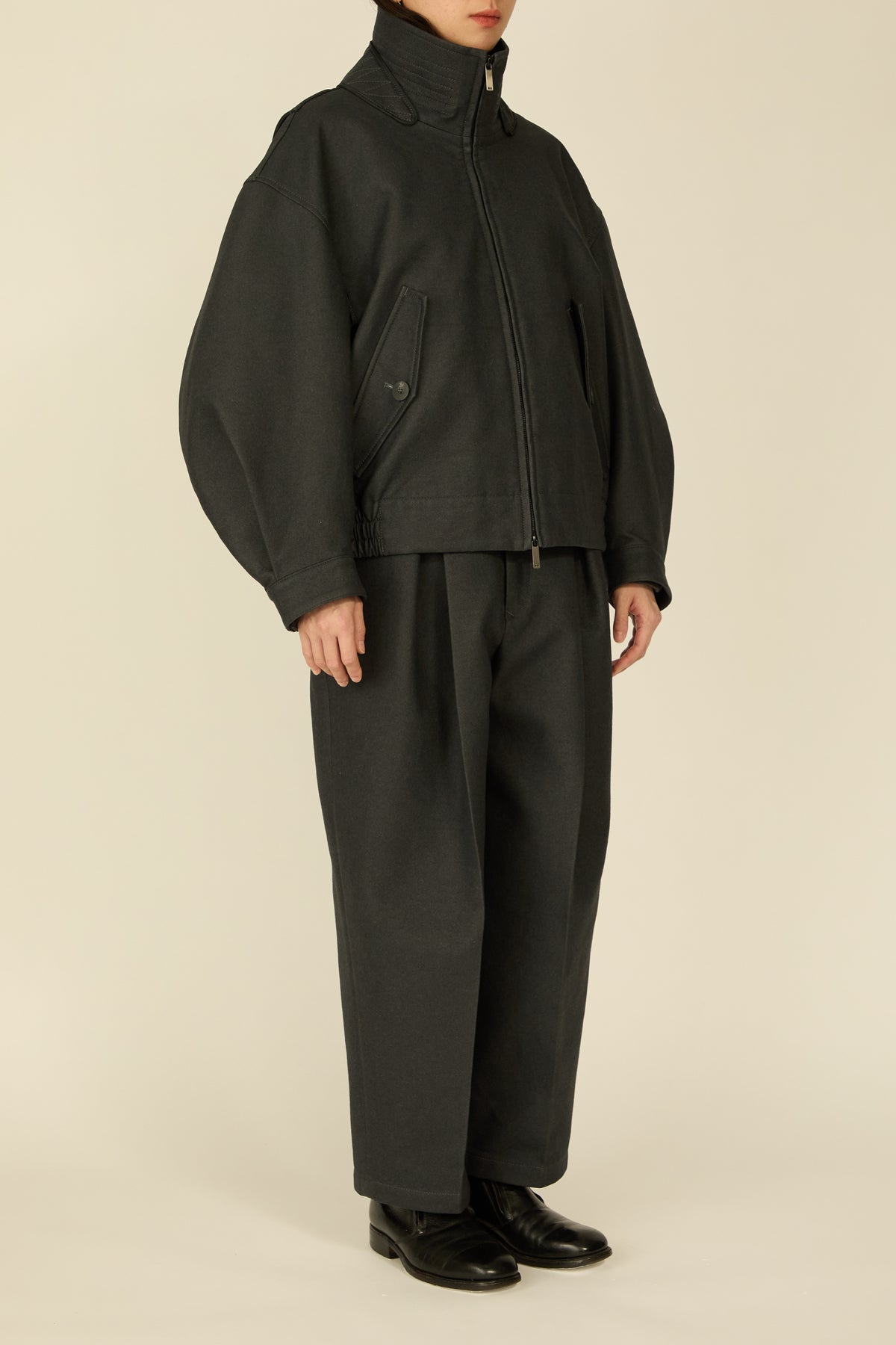 i'm here : " COTTON LEATHER " BLOUSON : / GRAY