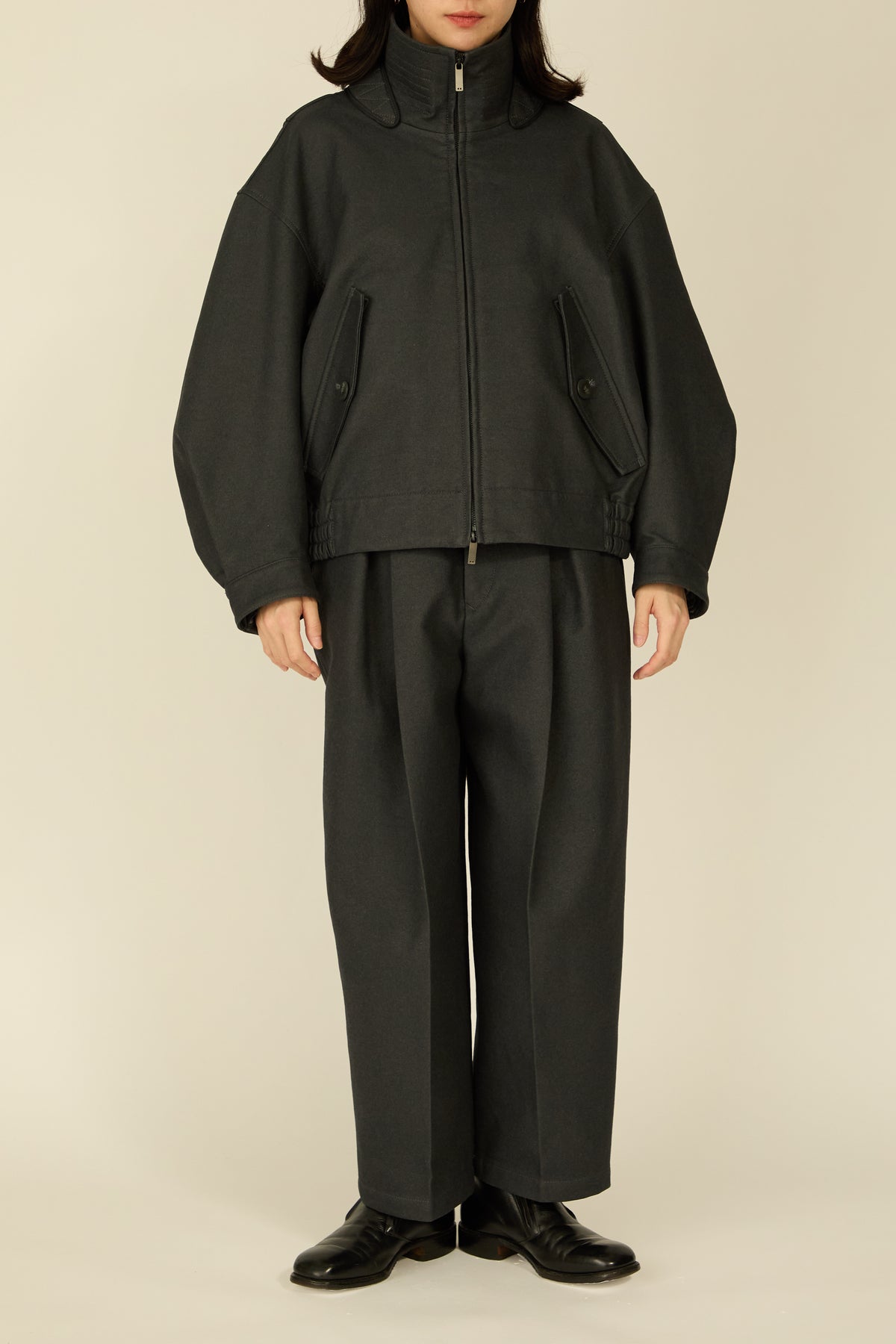 i'm here : " COTTON LEATHER " BLOUSON : / GRAY