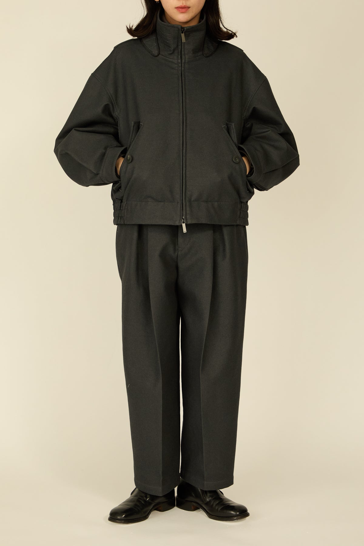 i'm here : " COTTON LEATHER " BLOUSON : / GRAY