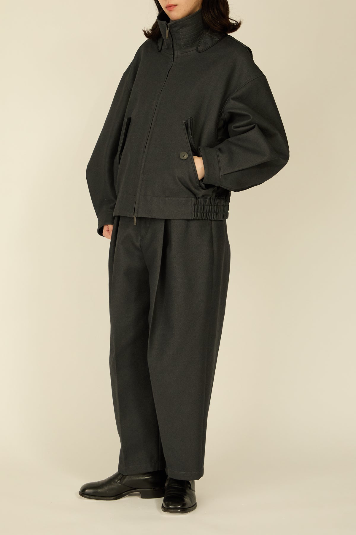 i'm here : " COTTON LEATHER " BLOUSON : / GRAY
