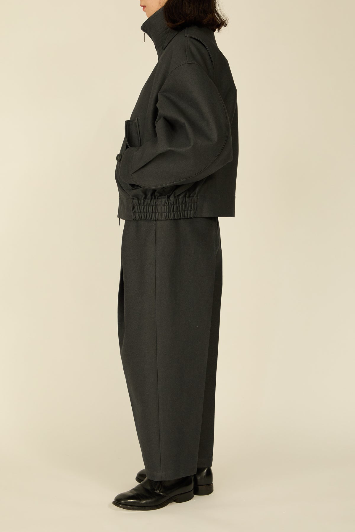 i'm here : " COTTON LEATHER " BLOUSON : / GRAY