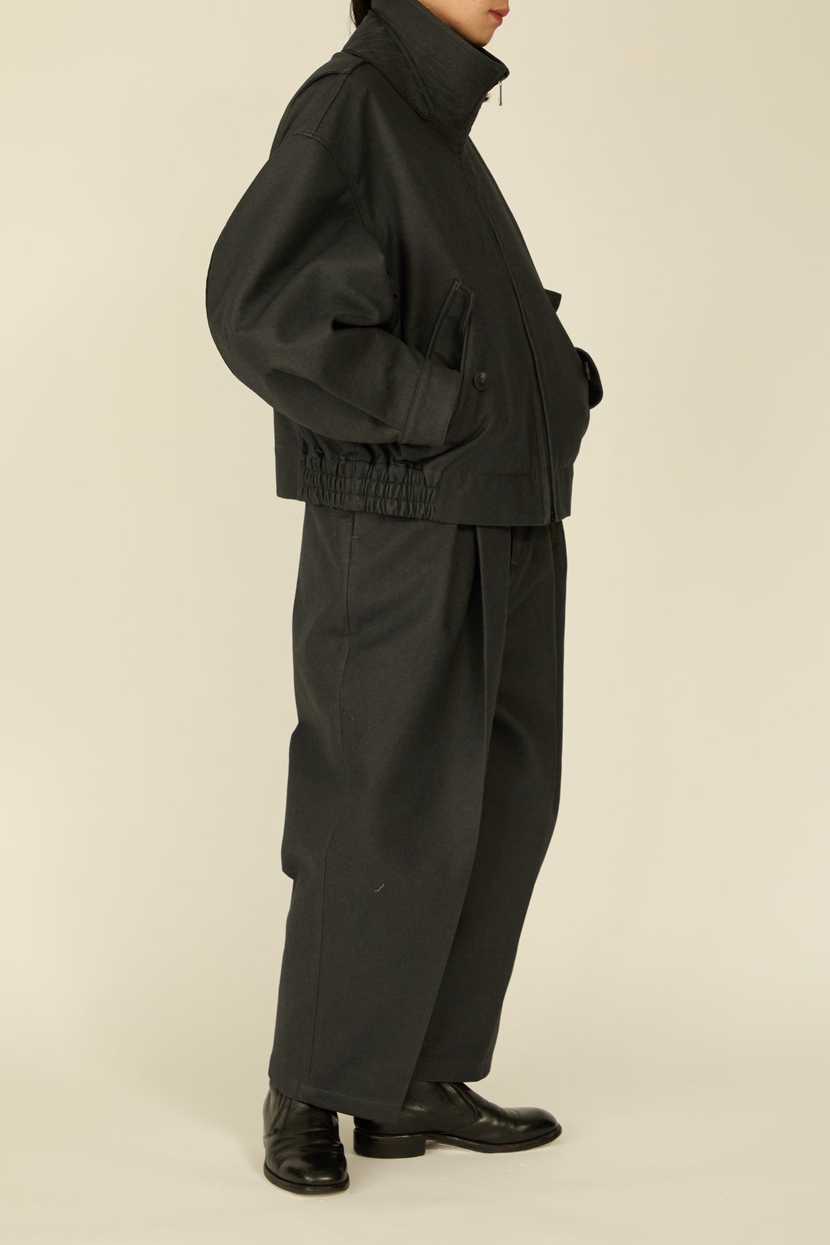 i'm here : " COTTON LEATHER " BLOUSON : / GRAY