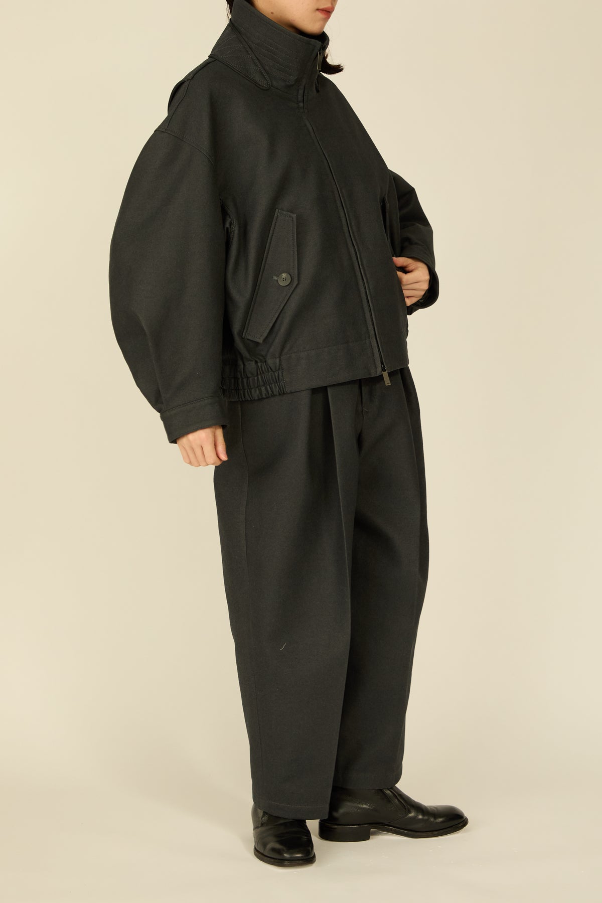 i'm here : " COTTON LEATHER " BLOUSON : / GRAY