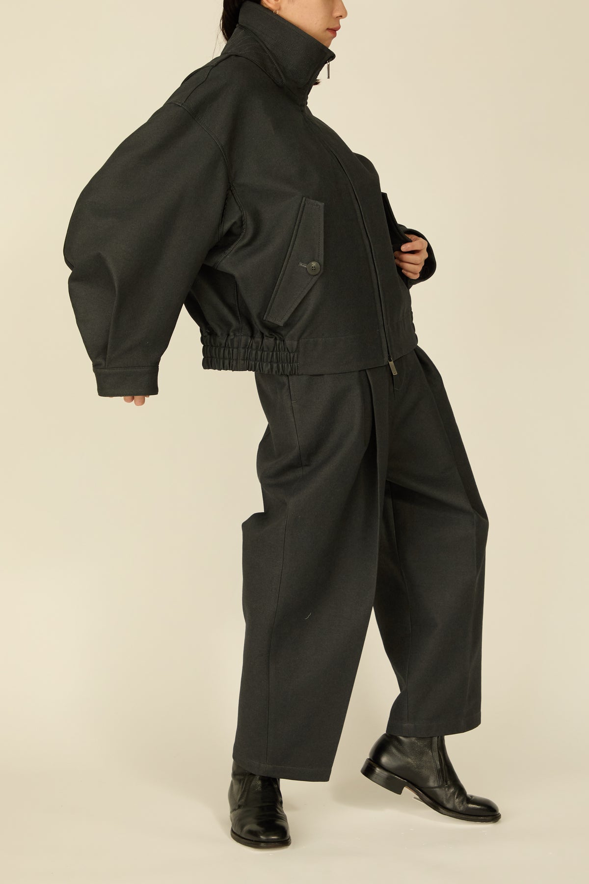 i'm here : " COTTON LEATHER " BLOUSON : / GRAY