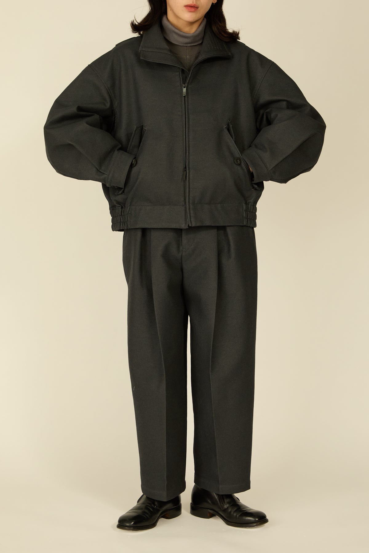 i'm here : " COTTON LEATHER " BLOUSON : / GRAY