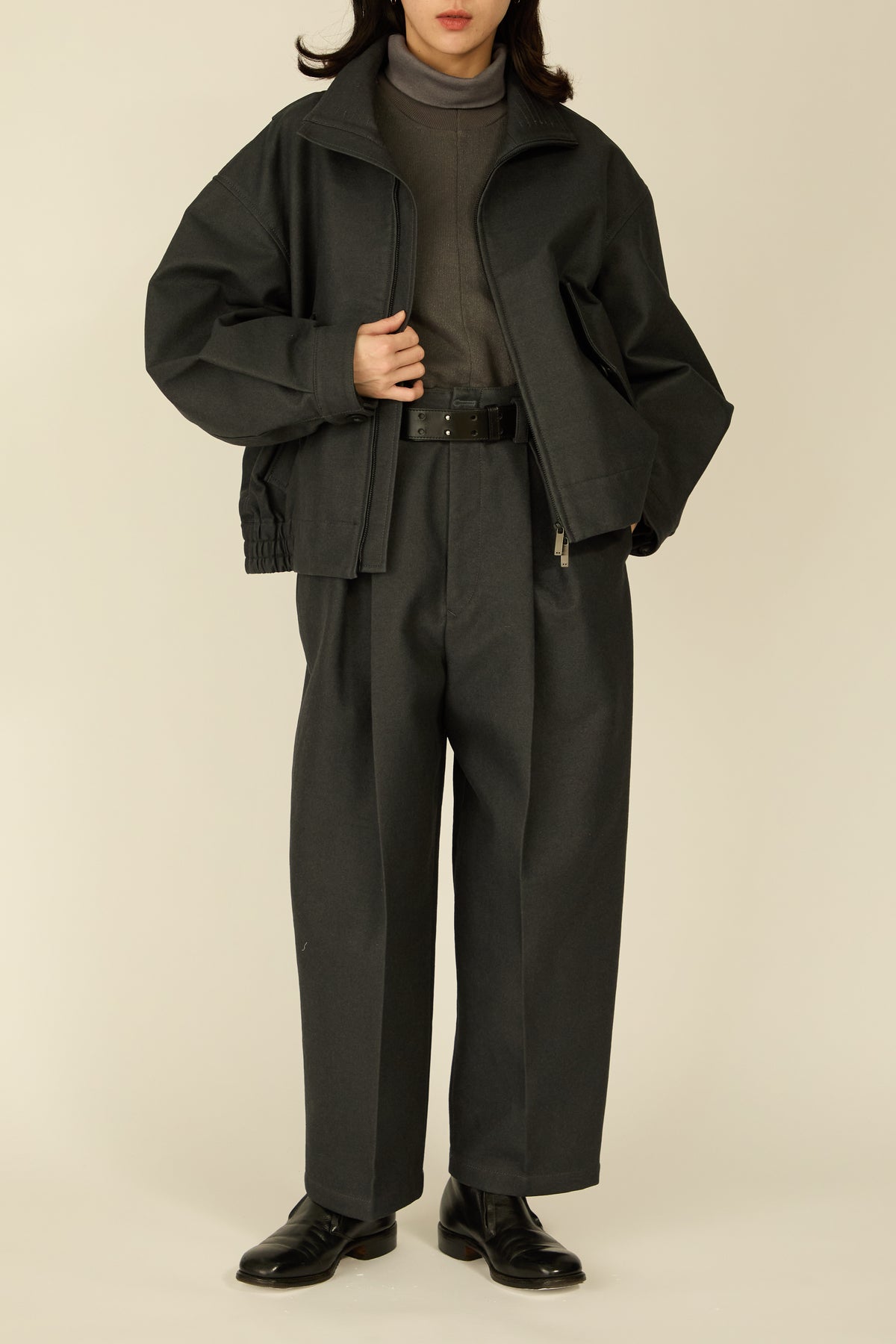 i'm here : " COTTON LEATHER " BLOUSON : / GRAY