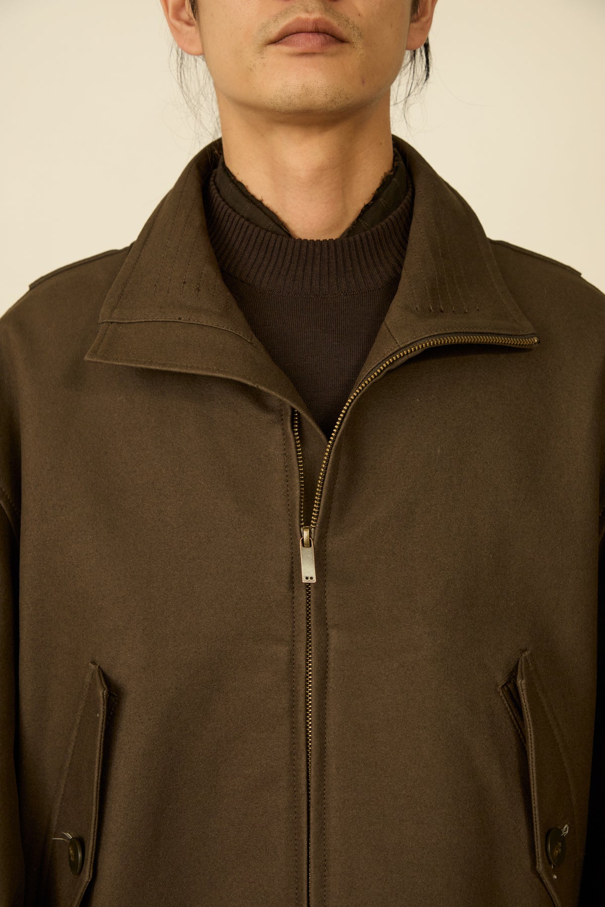 i'm here : " COTTON LEATHER " BLOUSON : / GRAY