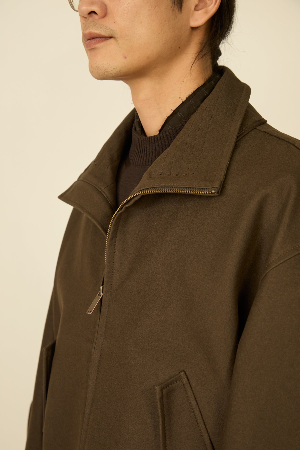 i'm here : " COTTON LEATHER " BLOUSON : / GRAY