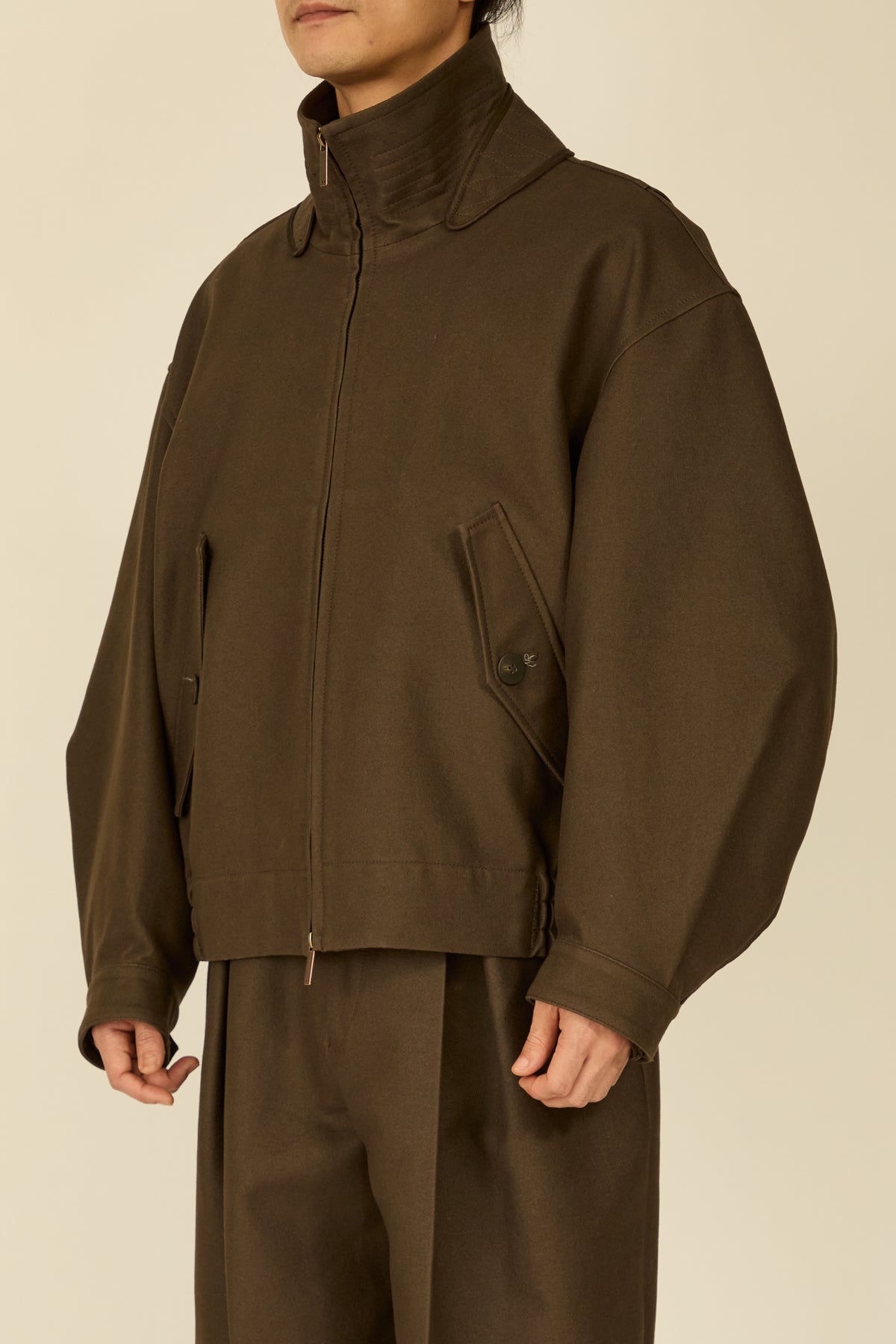 i'm here : " COTTON LEATHER " BLOUSON : / BROWN