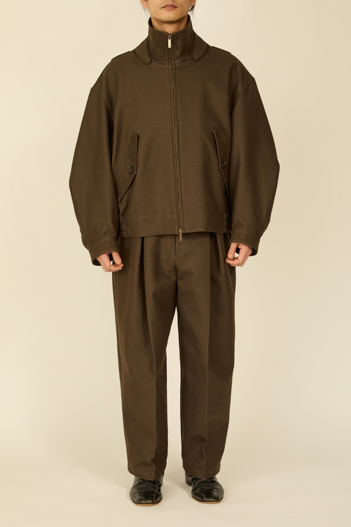i'm here : " COTTON LEATHER " BLOUSON : / BROWN