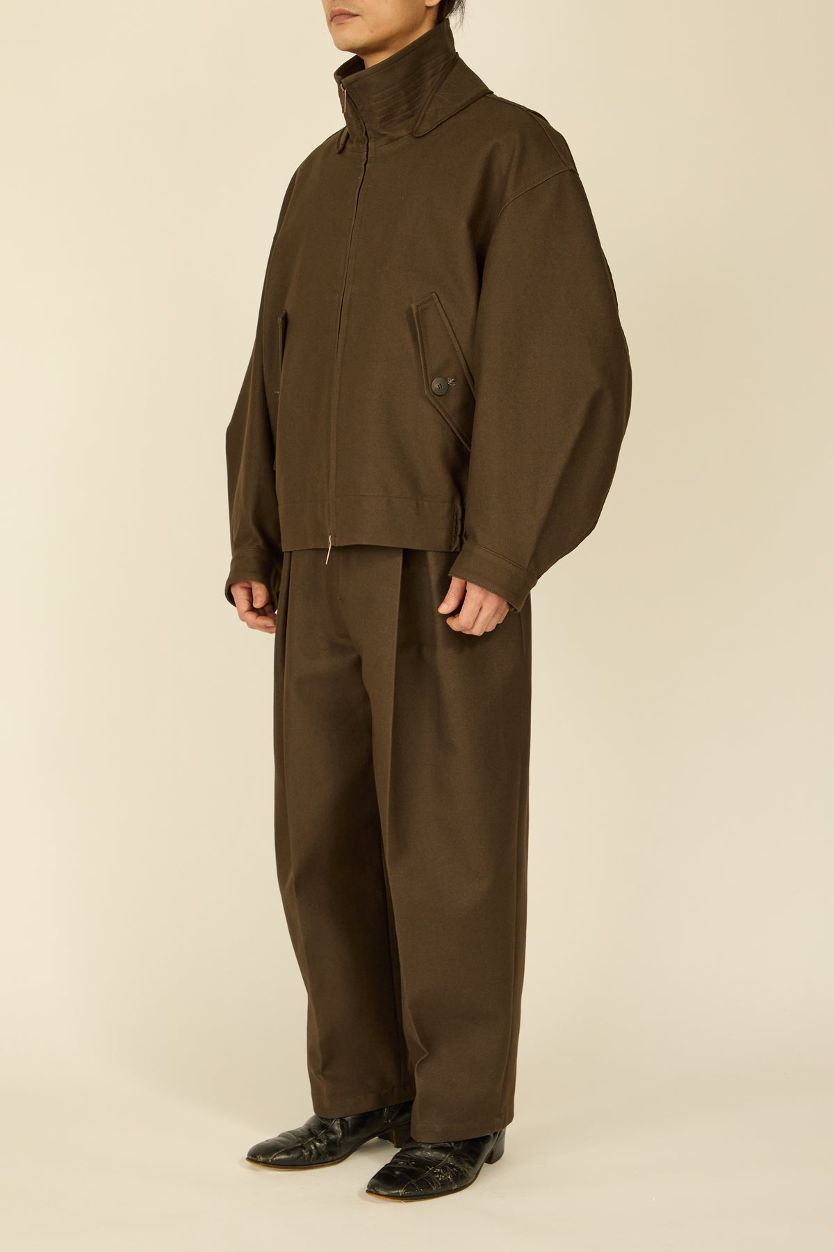 i'm here : " COTTON LEATHER " BLOUSON : / BROWN