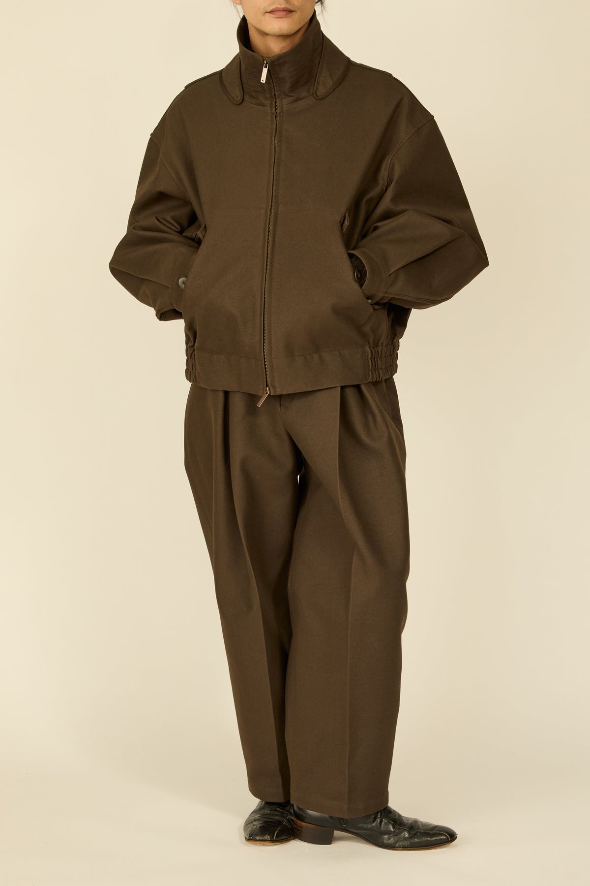 i'm here : " COTTON LEATHER " BLOUSON : / BROWN