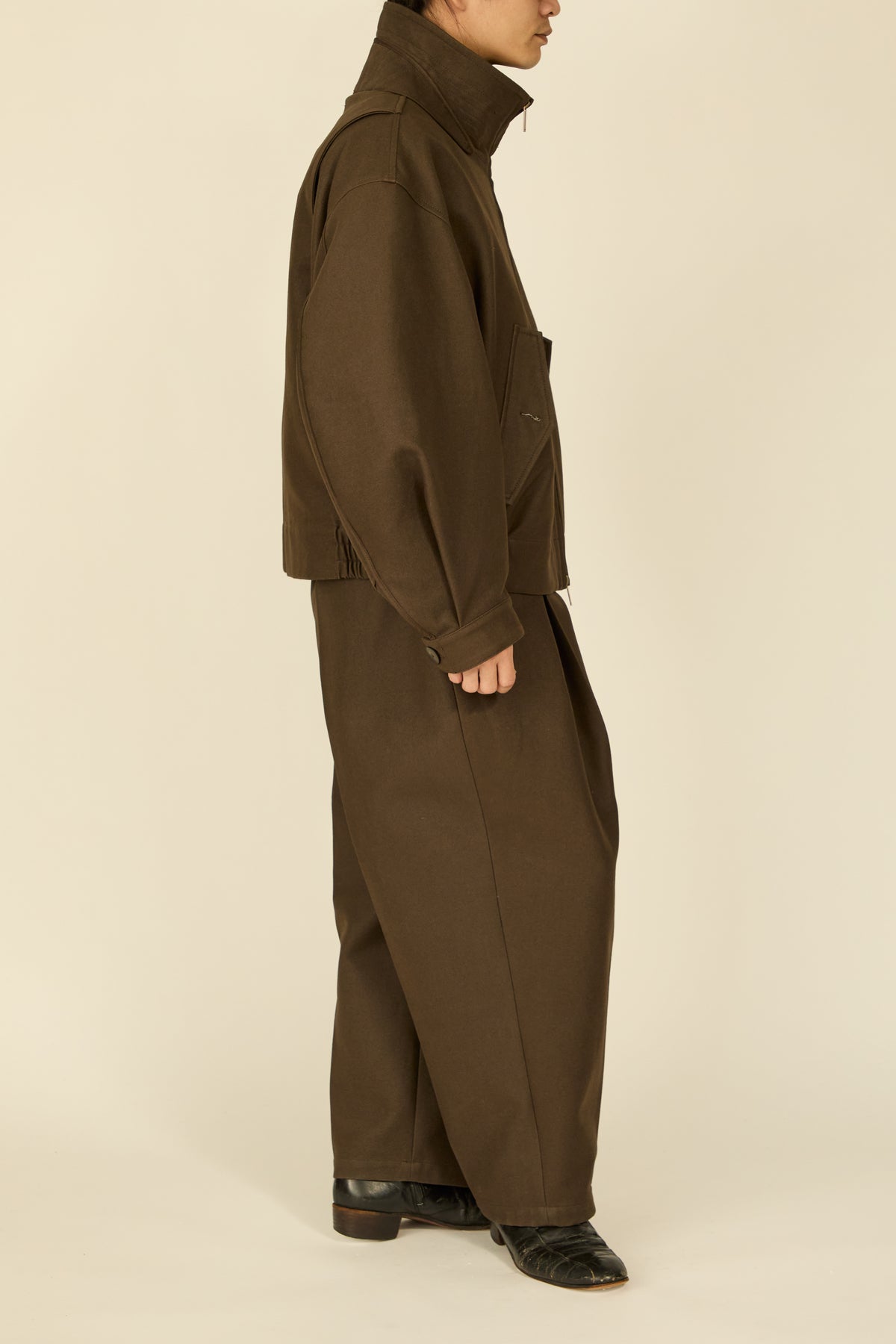 i'm here : " COTTON LEATHER " BLOUSON : / BROWN