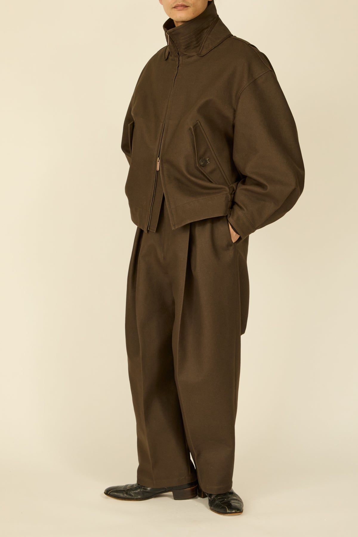 i'm here : " COTTON LEATHER " BLOUSON : / BROWN