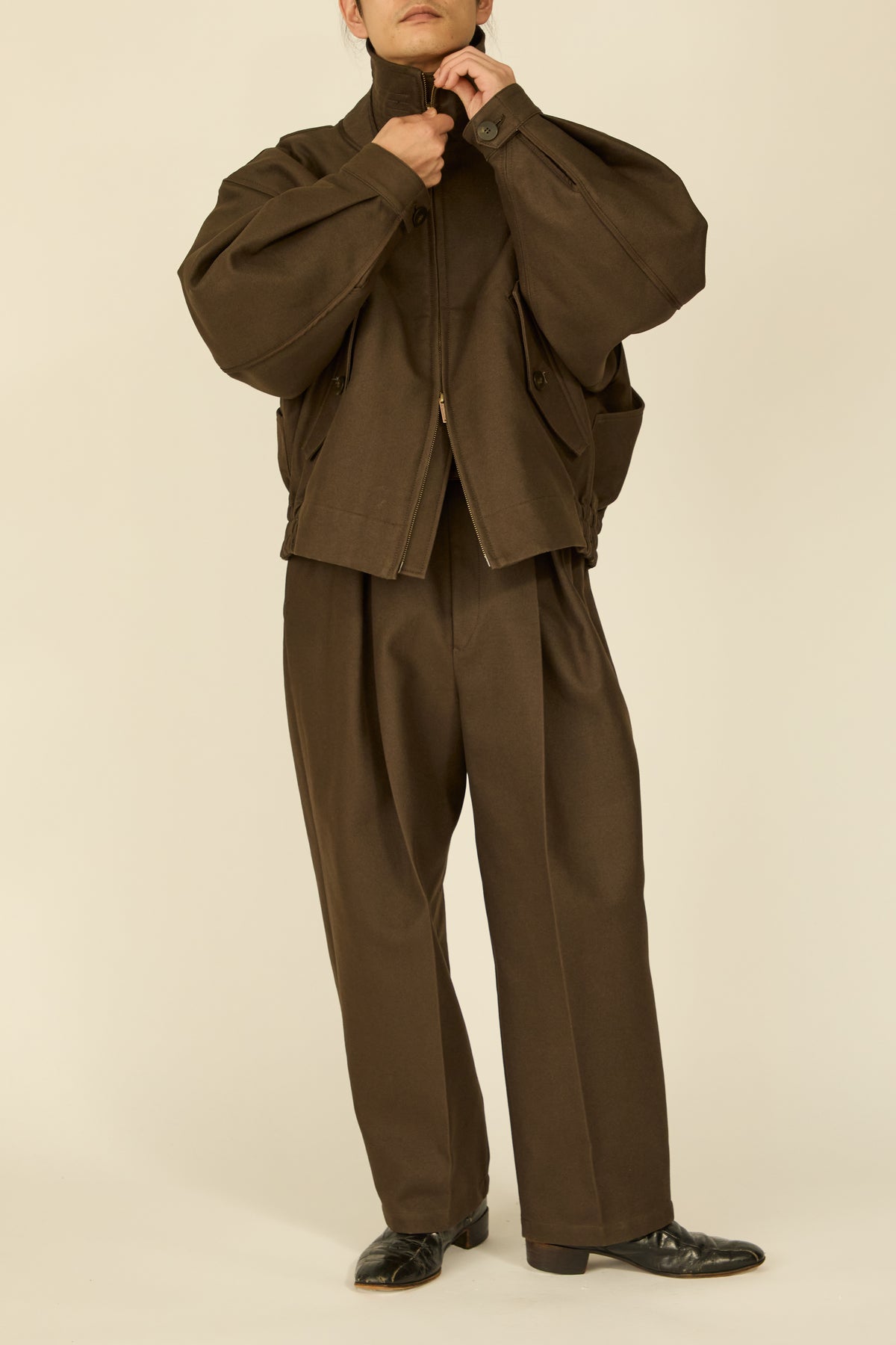 i'm here : " COTTON LEATHER " BLOUSON : / BROWN