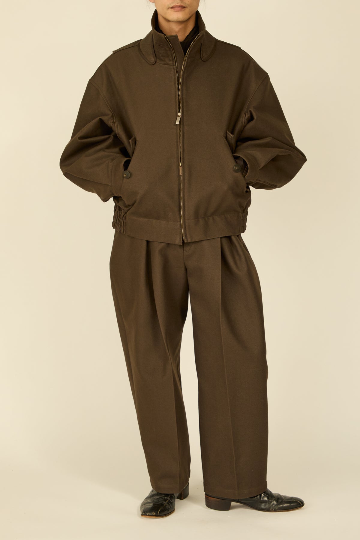 i'm here : " COTTON LEATHER " BLOUSON : / BROWN