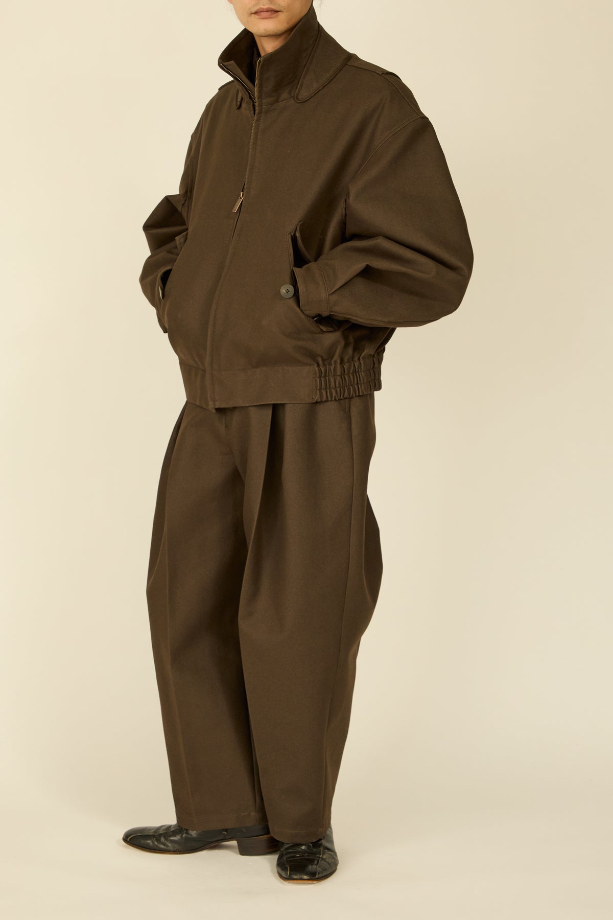 i'm here : " COTTON LEATHER " BLOUSON : / BROWN