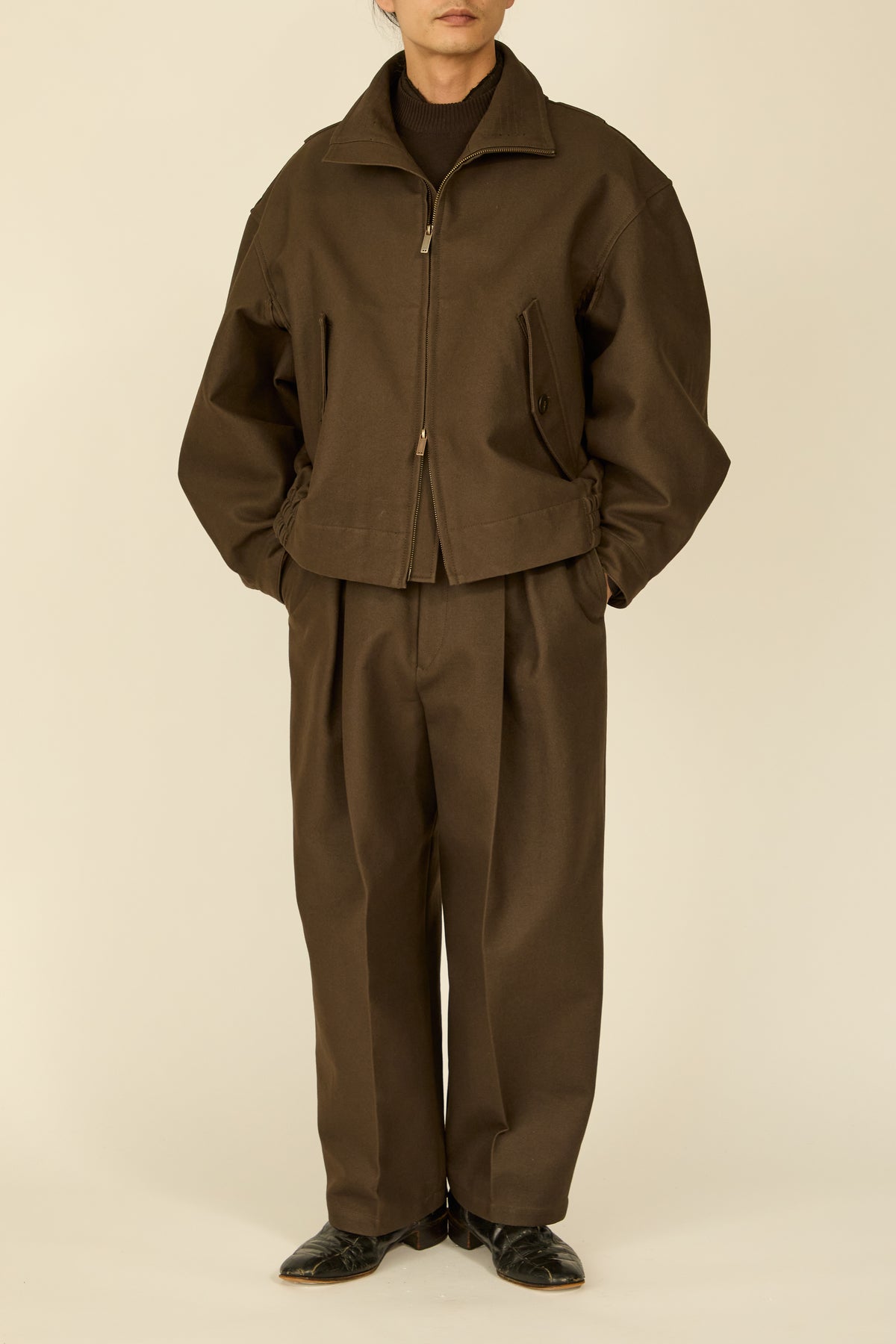 i'm here : " COTTON LEATHER " BLOUSON : / BROWN