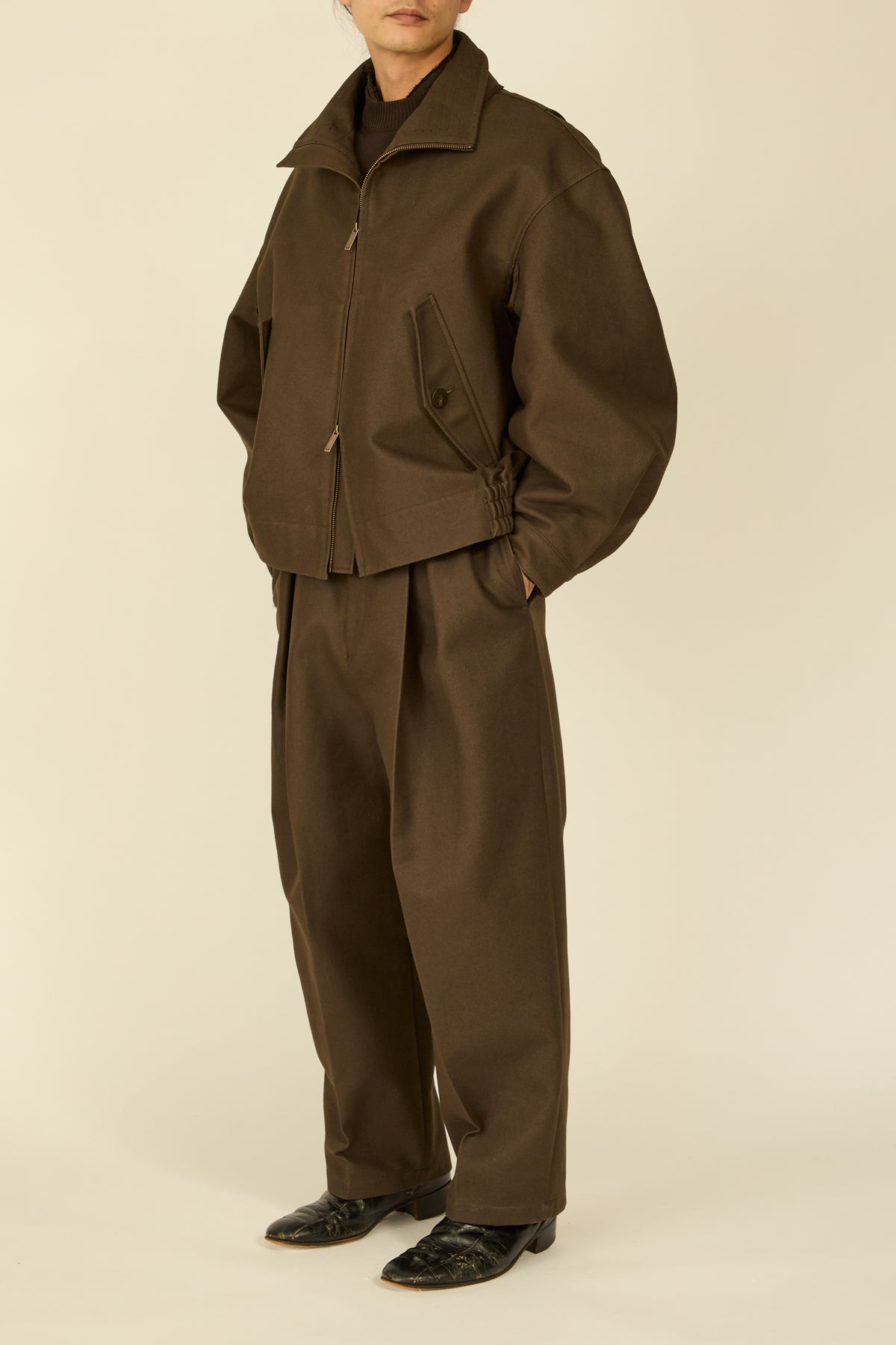 i'm here : " COTTON LEATHER " BLOUSON : / BROWN