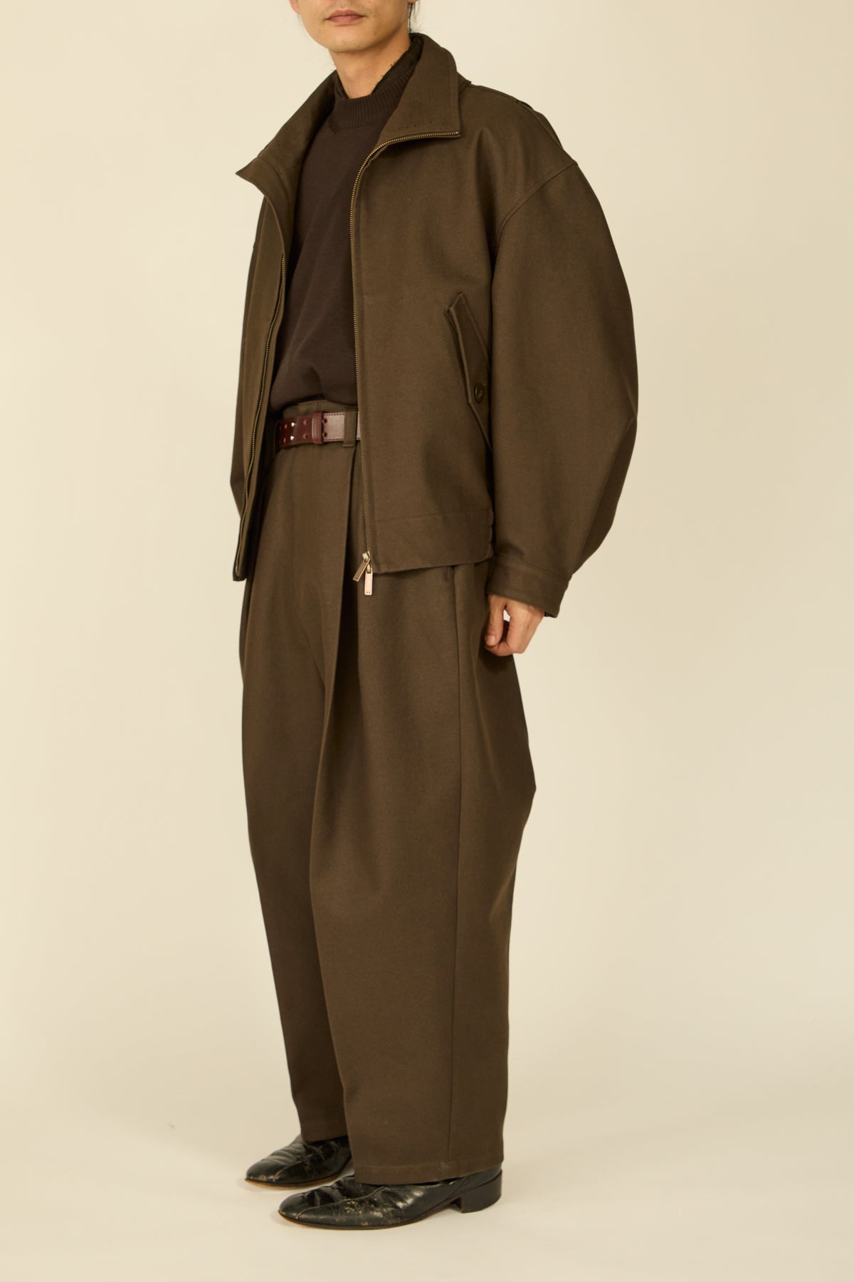 i'm here : " COTTON LEATHER " BLOUSON : / BROWN