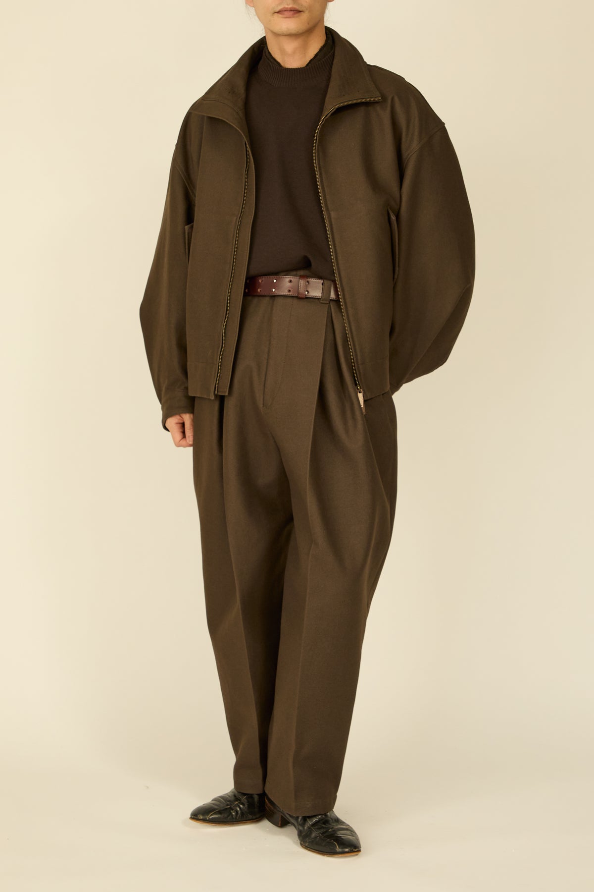 i'm here : " COTTON LEATHER " BLOUSON : / BROWN