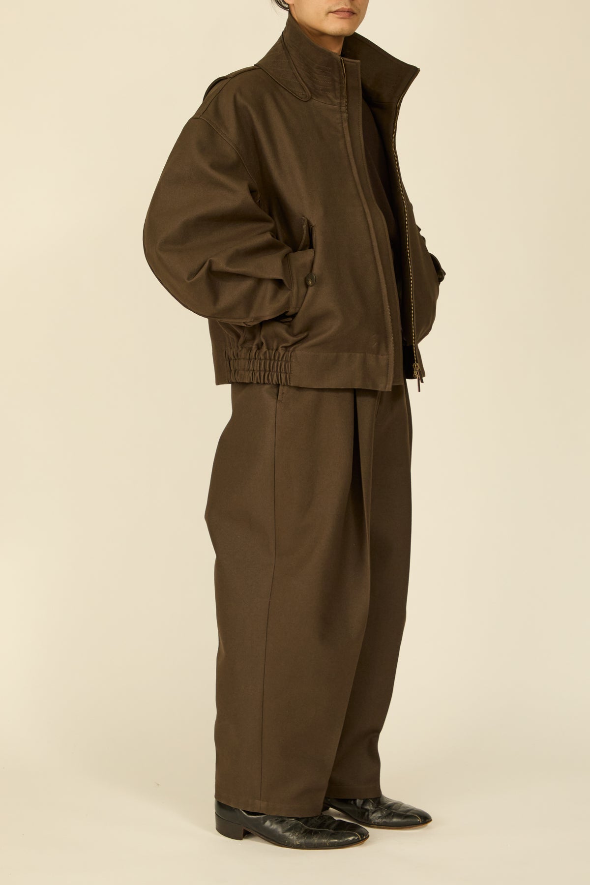 i'm here : " COTTON LEATHER " BLOUSON : / BROWN