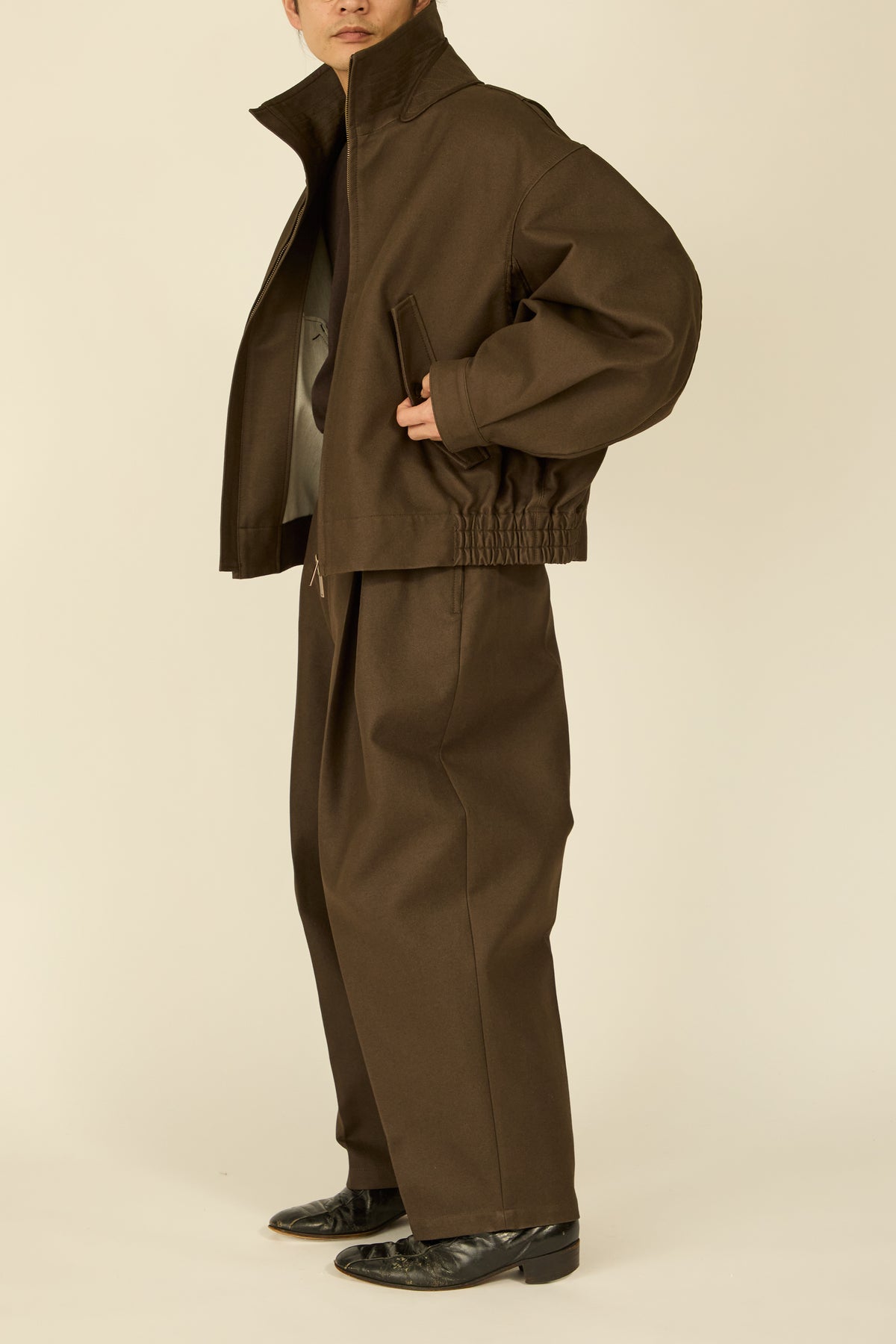 i'm here : " COTTON LEATHER " BLOUSON : / BROWN