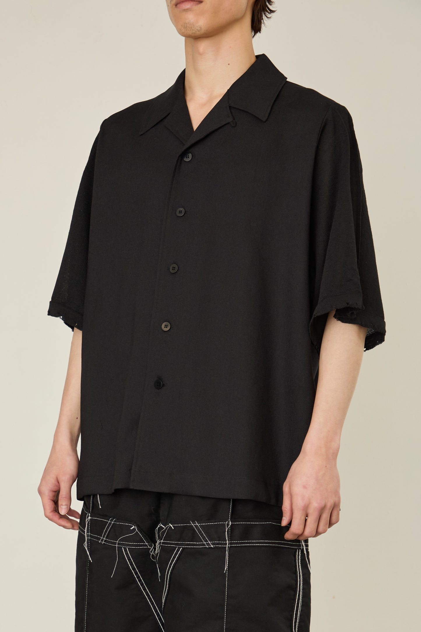 i'm here : KNIT SHORT SLEEVE : DOCKING SHIRTS / BLACK