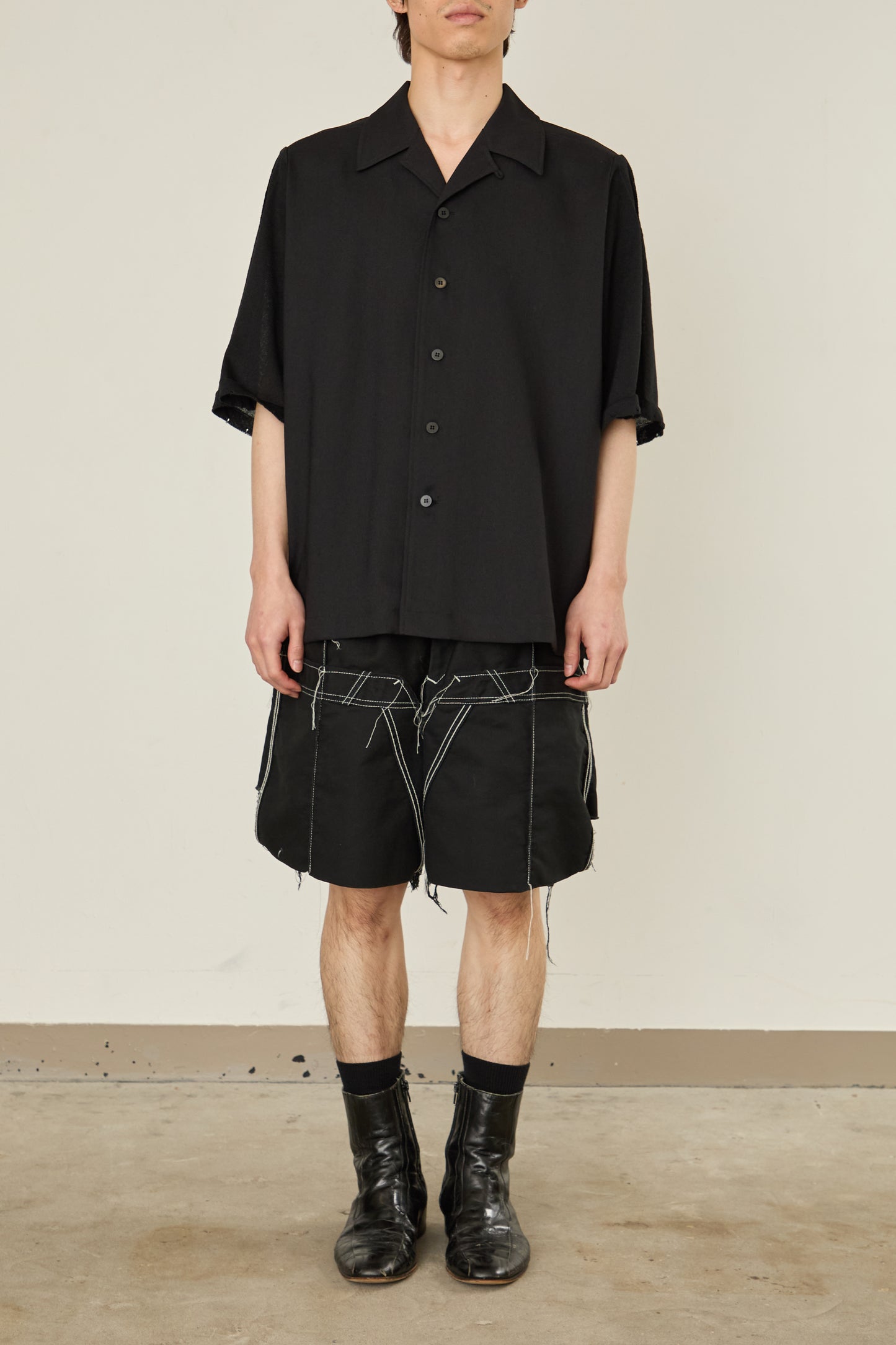 i'm here : KNIT SHORT SLEEVE : DOCKING SHIRTS / BLACK