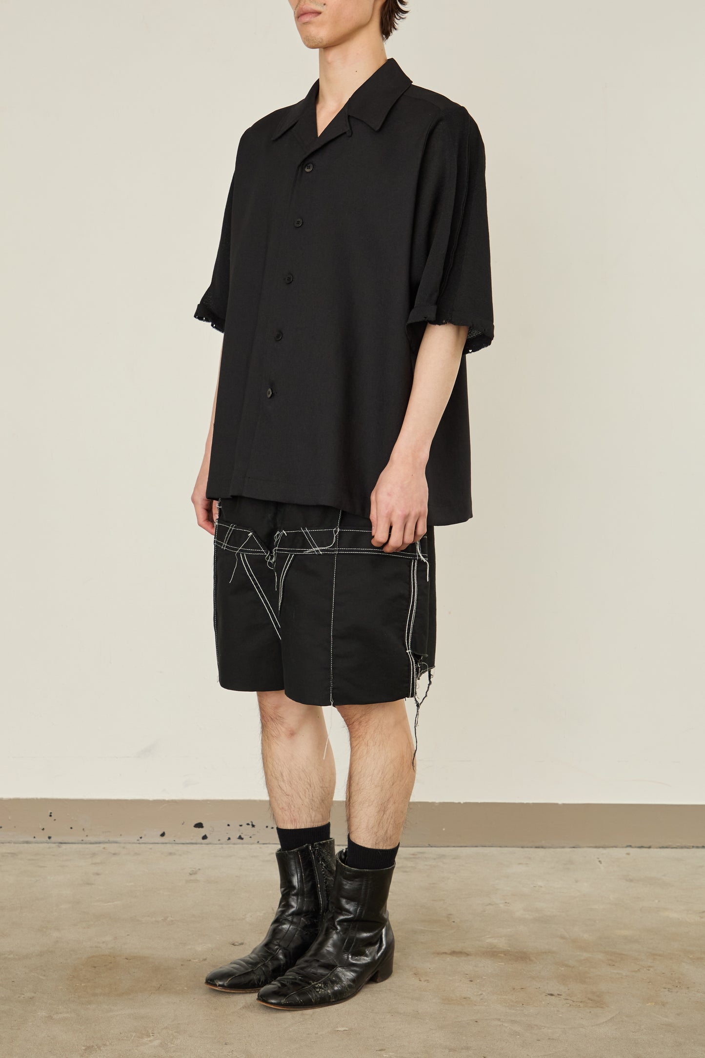 i'm here : KNIT SHORT SLEEVE : DOCKING SHIRTS / BLACK