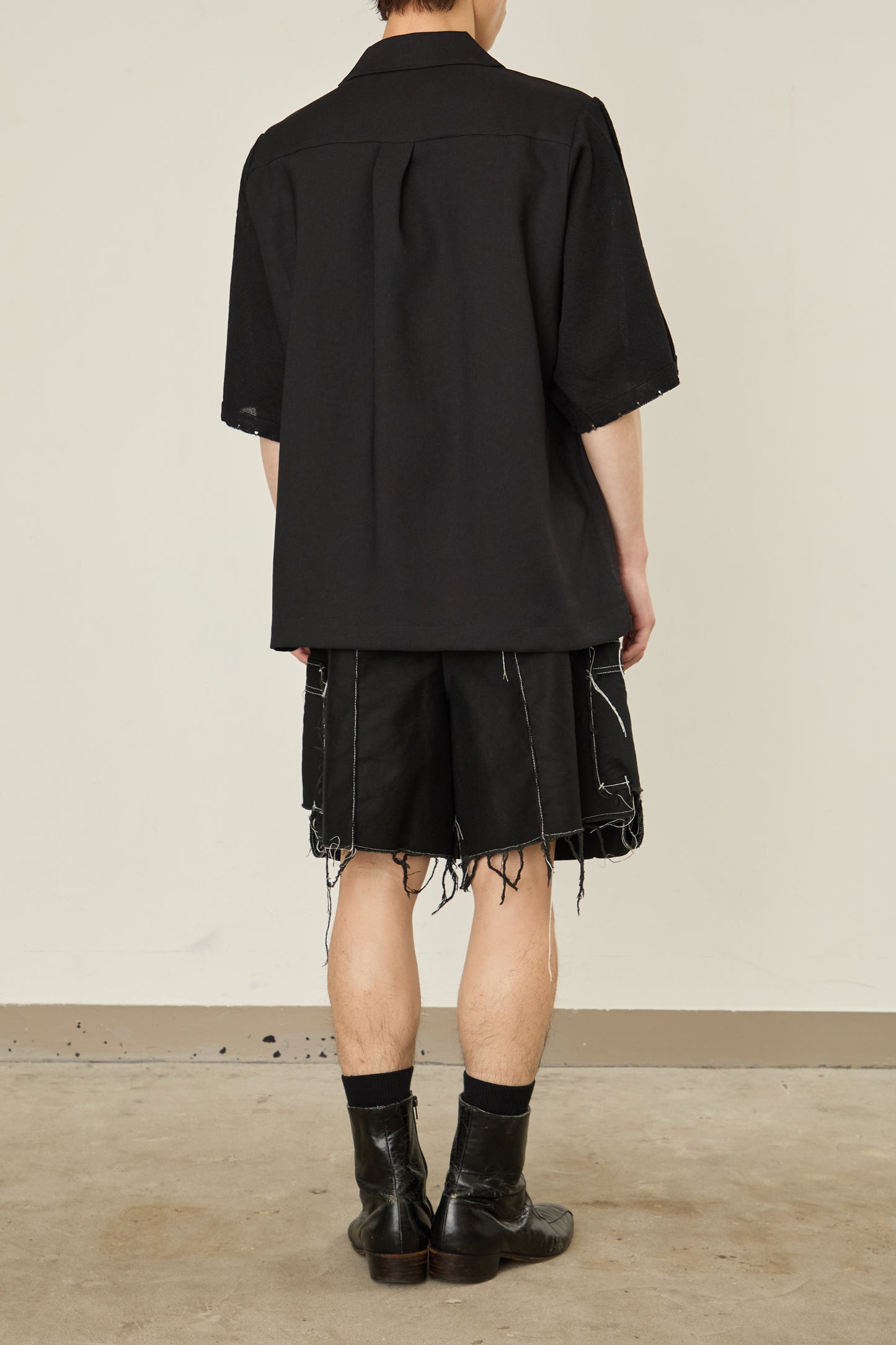 i'm here : KNIT SHORT SLEEVE : DOCKING SHIRTS / BLACK