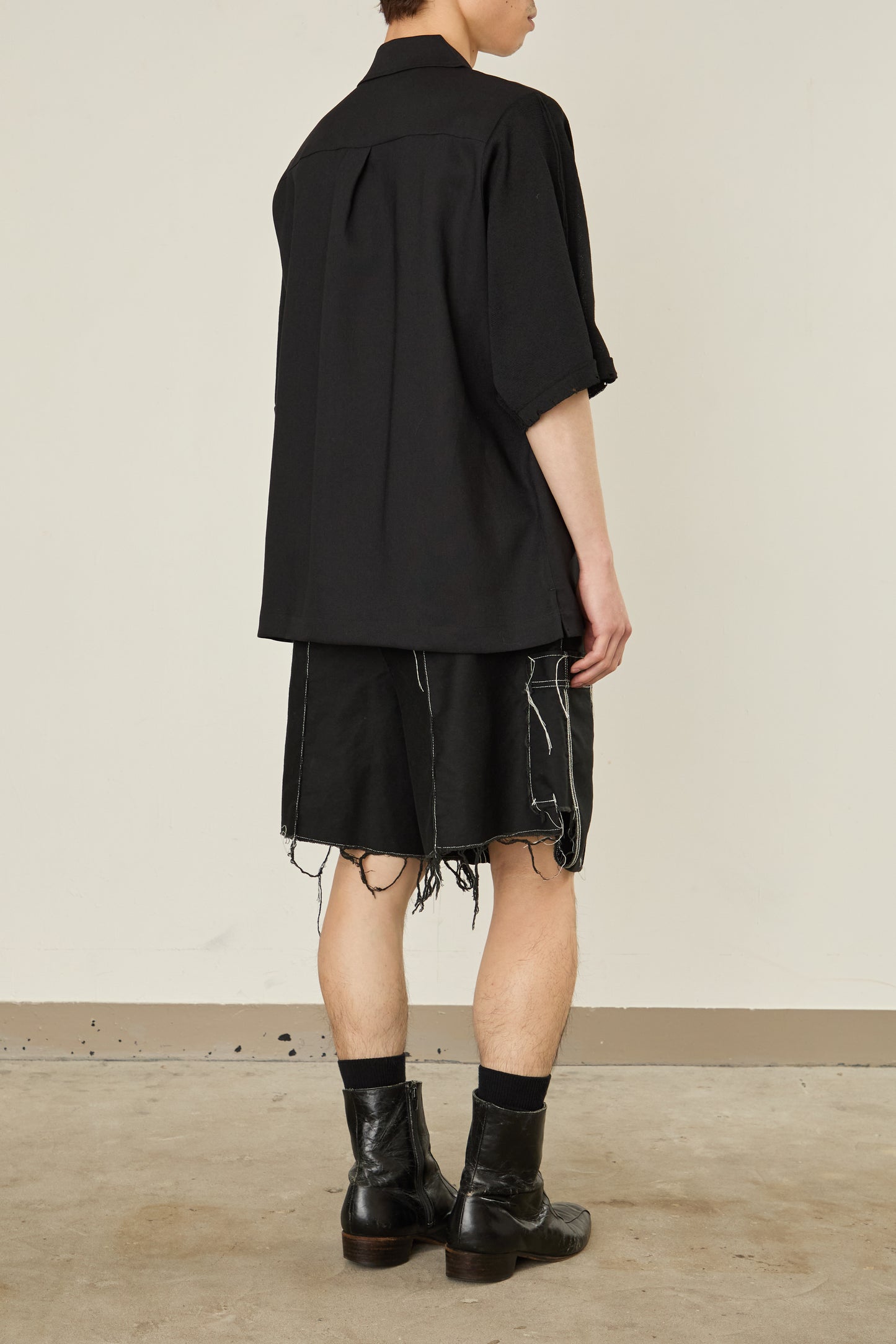 i'm here : KNIT SHORT SLEEVE : DOCKING SHIRTS / BLACK