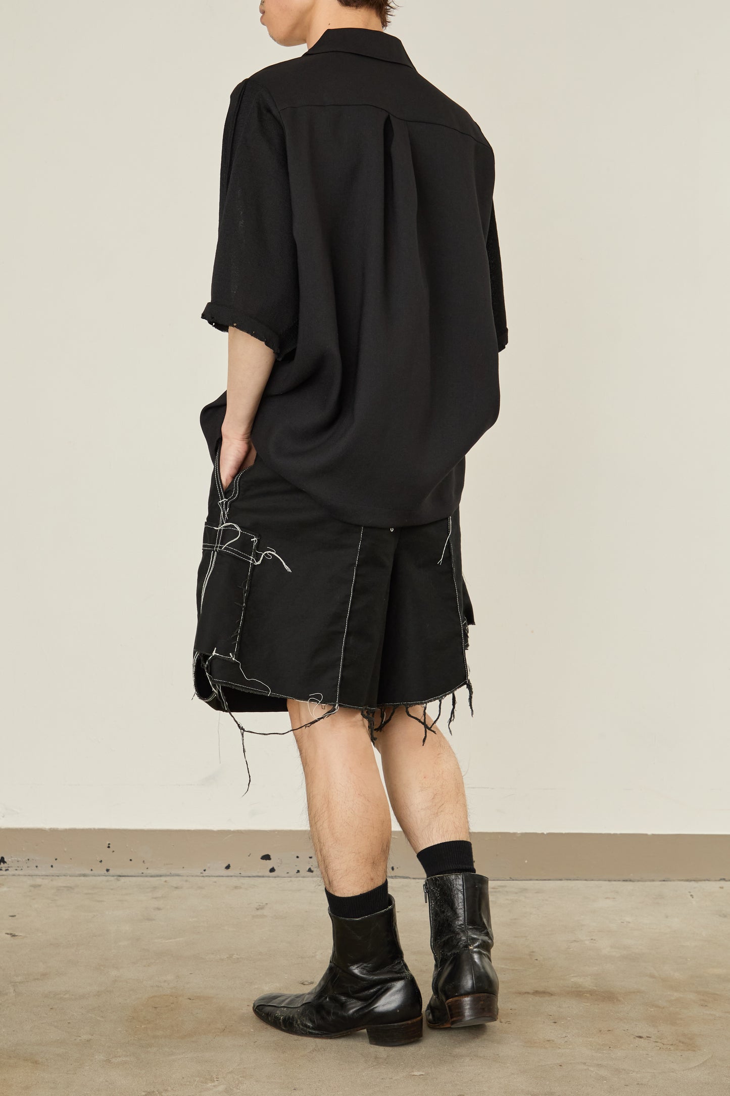 i'm here : KNIT SHORT SLEEVE : DOCKING SHIRTS / BLACK