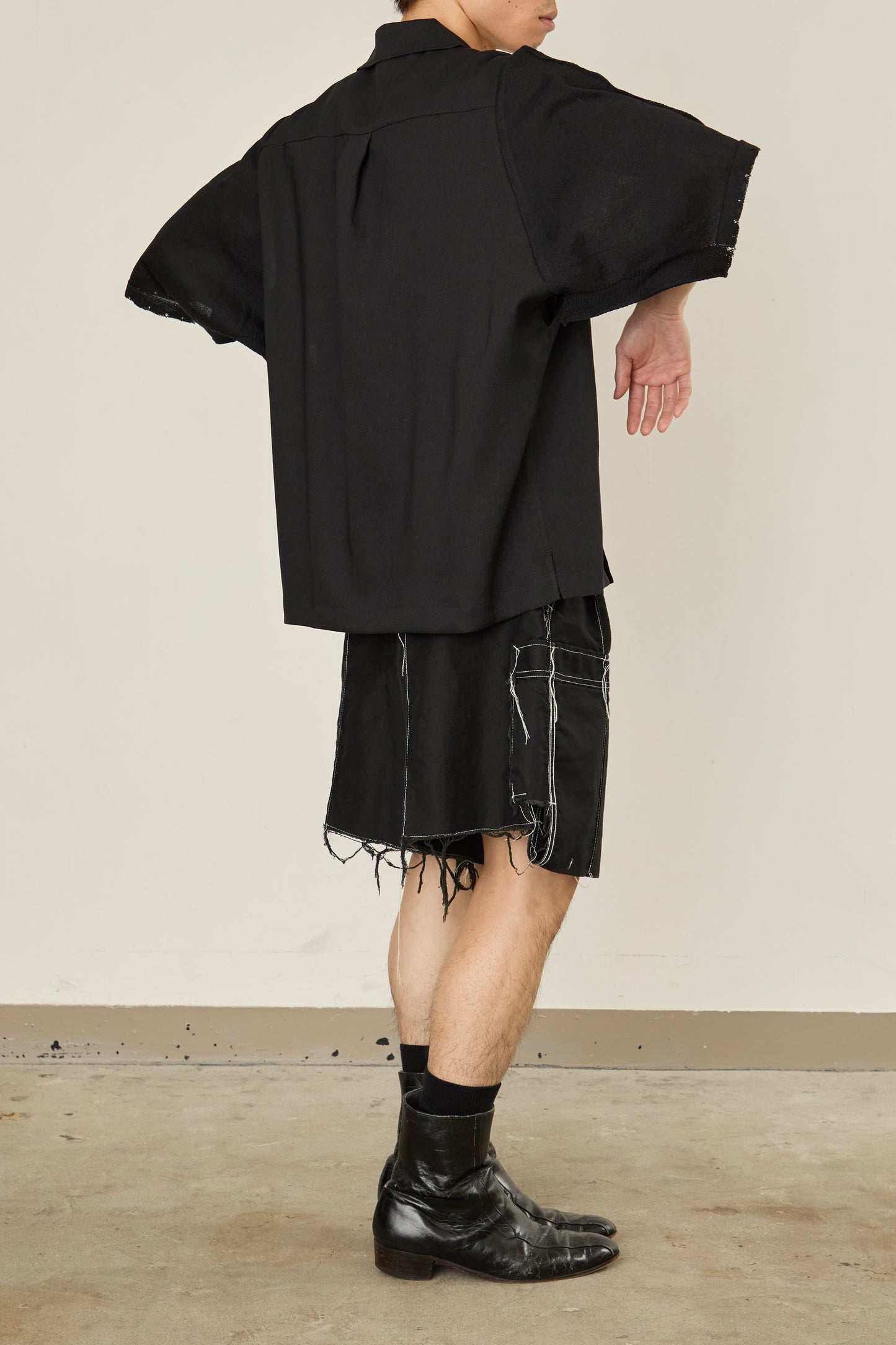 i'm here : KNIT SHORT SLEEVE : DOCKING SHIRTS / BLACK