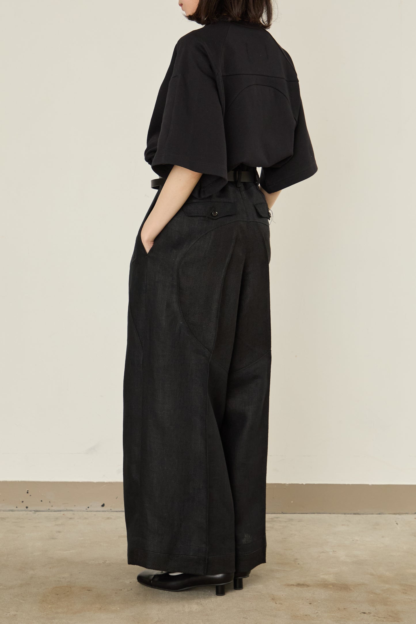 i'm here : LINEN WIDE PANTS :