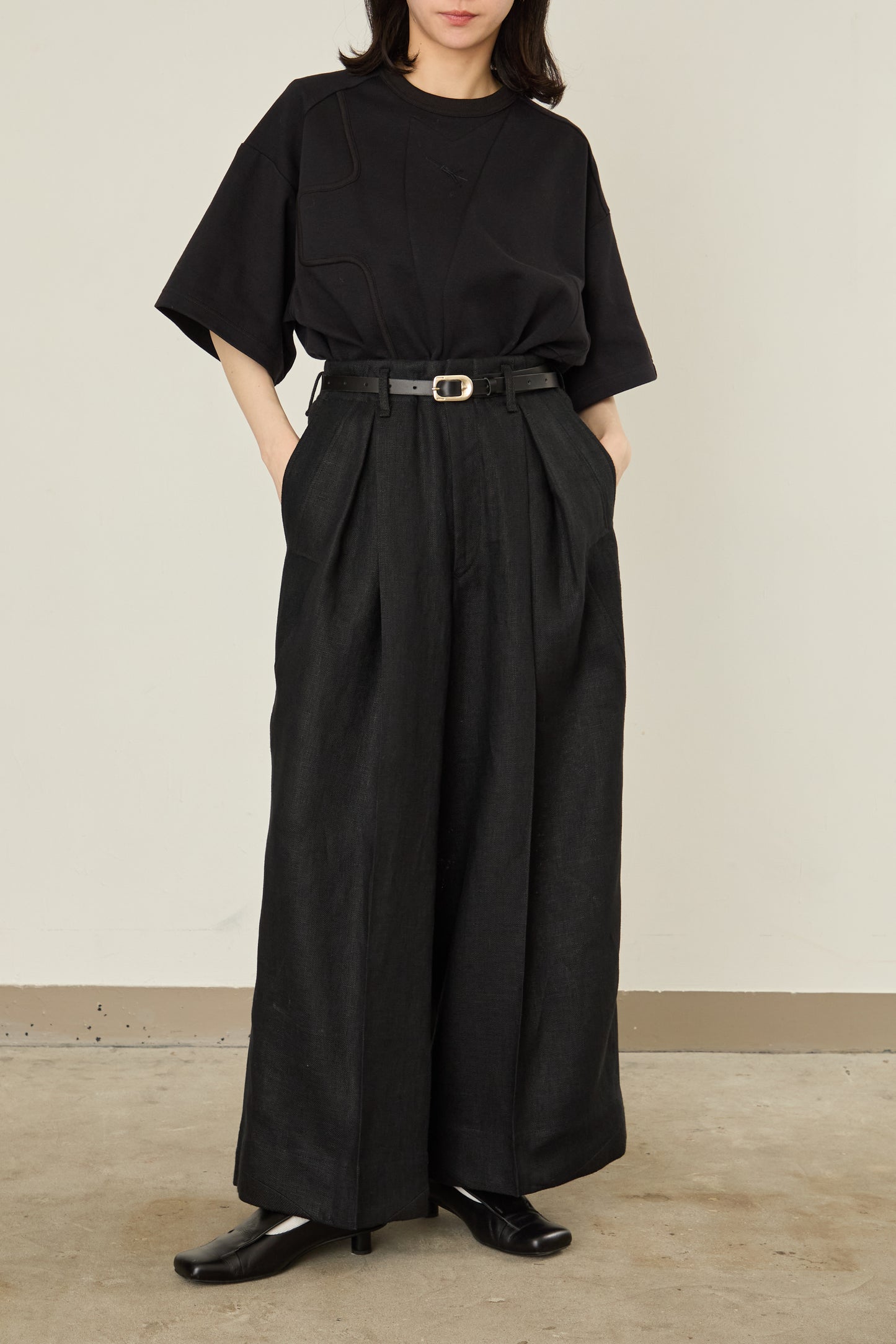 i'm here : LINEN WIDE PANTS :