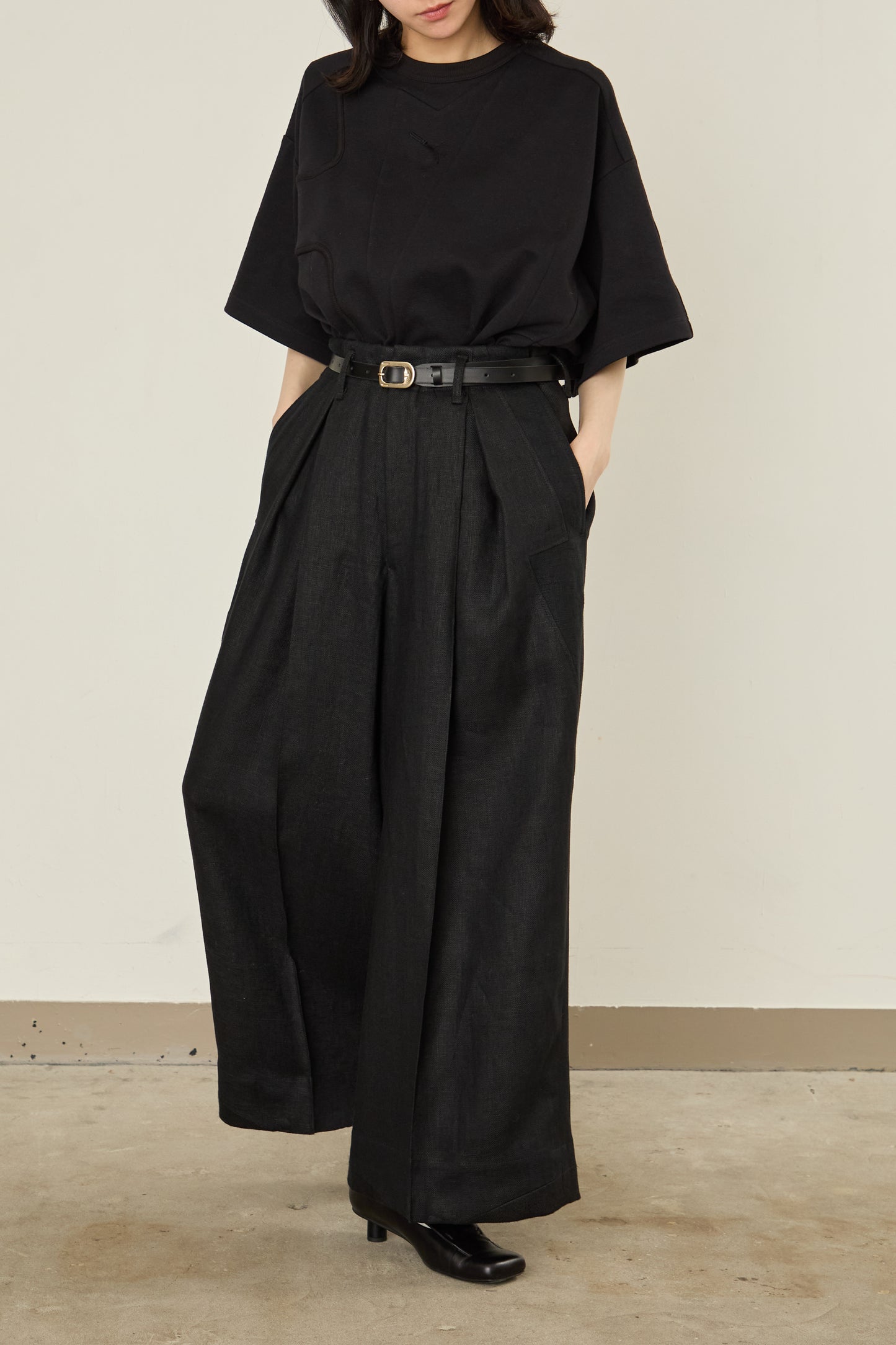 i'm here : LINEN WIDE PANTS :