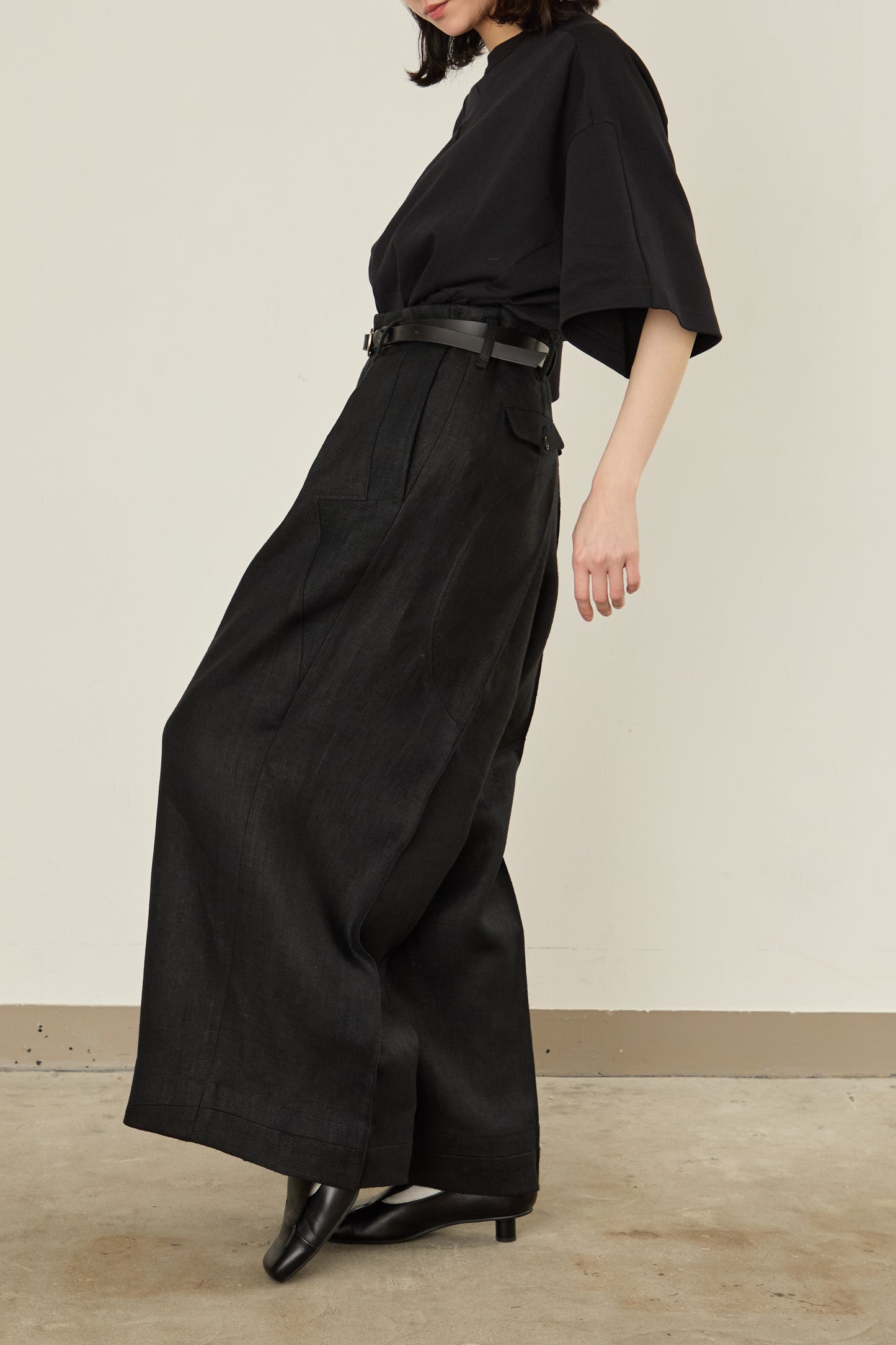 i'm here : LINEN WIDE PANTS :