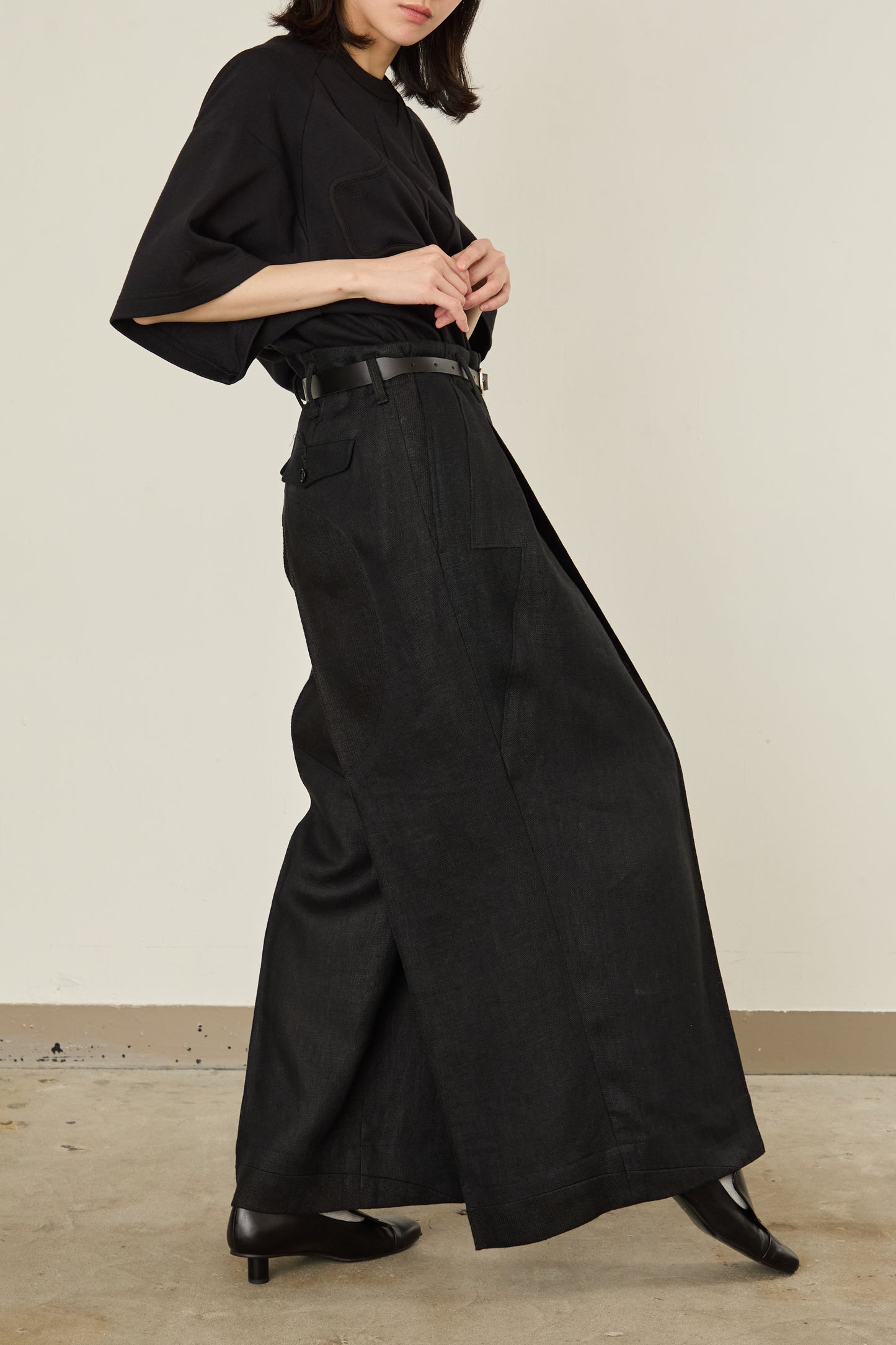 i'm here : LINEN WIDE PANTS :