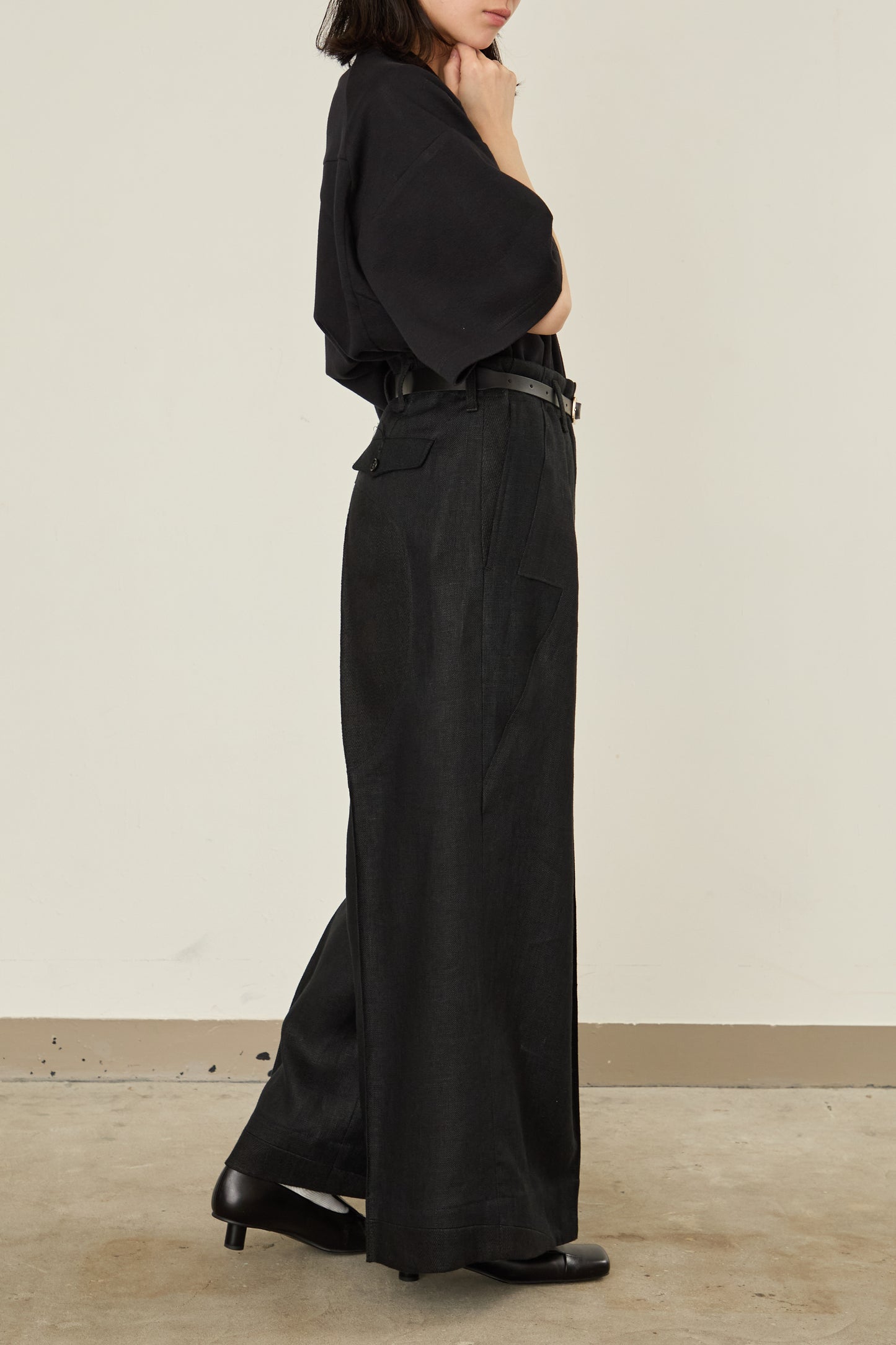 i'm here : LINEN WIDE PANTS :