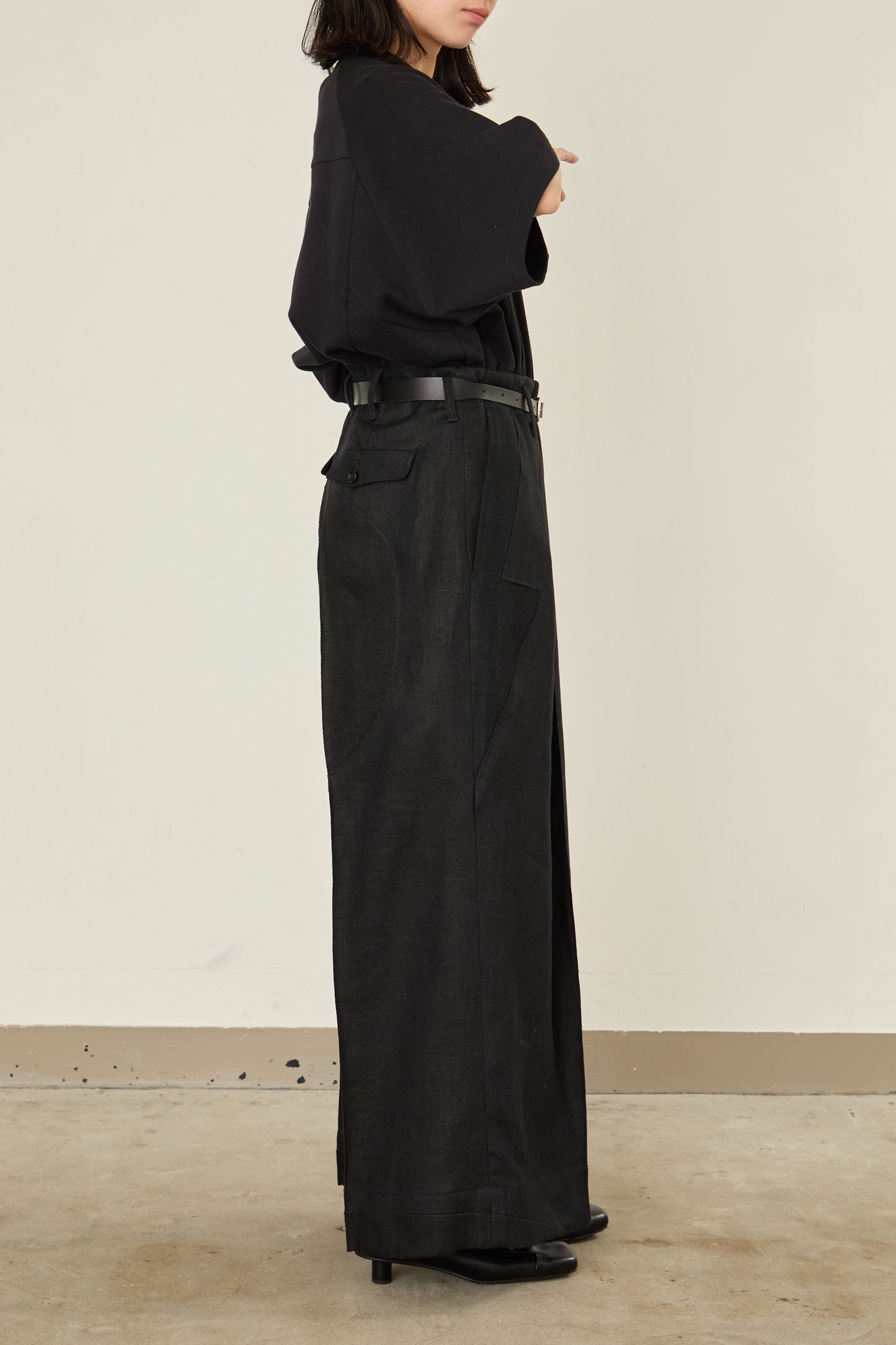i'm here : LINEN WIDE PANTS :