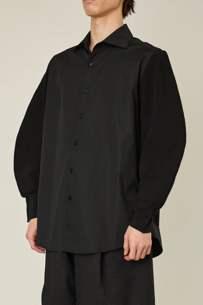 i'm here : KNIT SLEEVE : DOCKING SHIRTS / BLACK