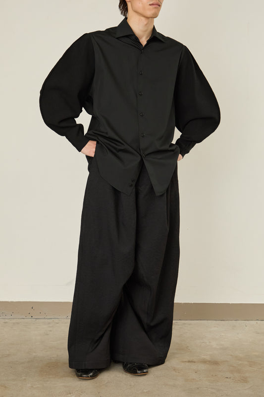 i'm here : KNIT SLEEVE : DOCKING SHIRTS / BLACK