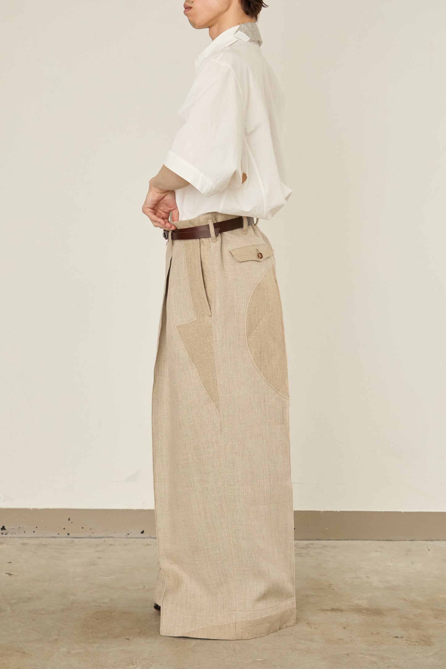 i'm here : LINEN WIDE PANTS :
