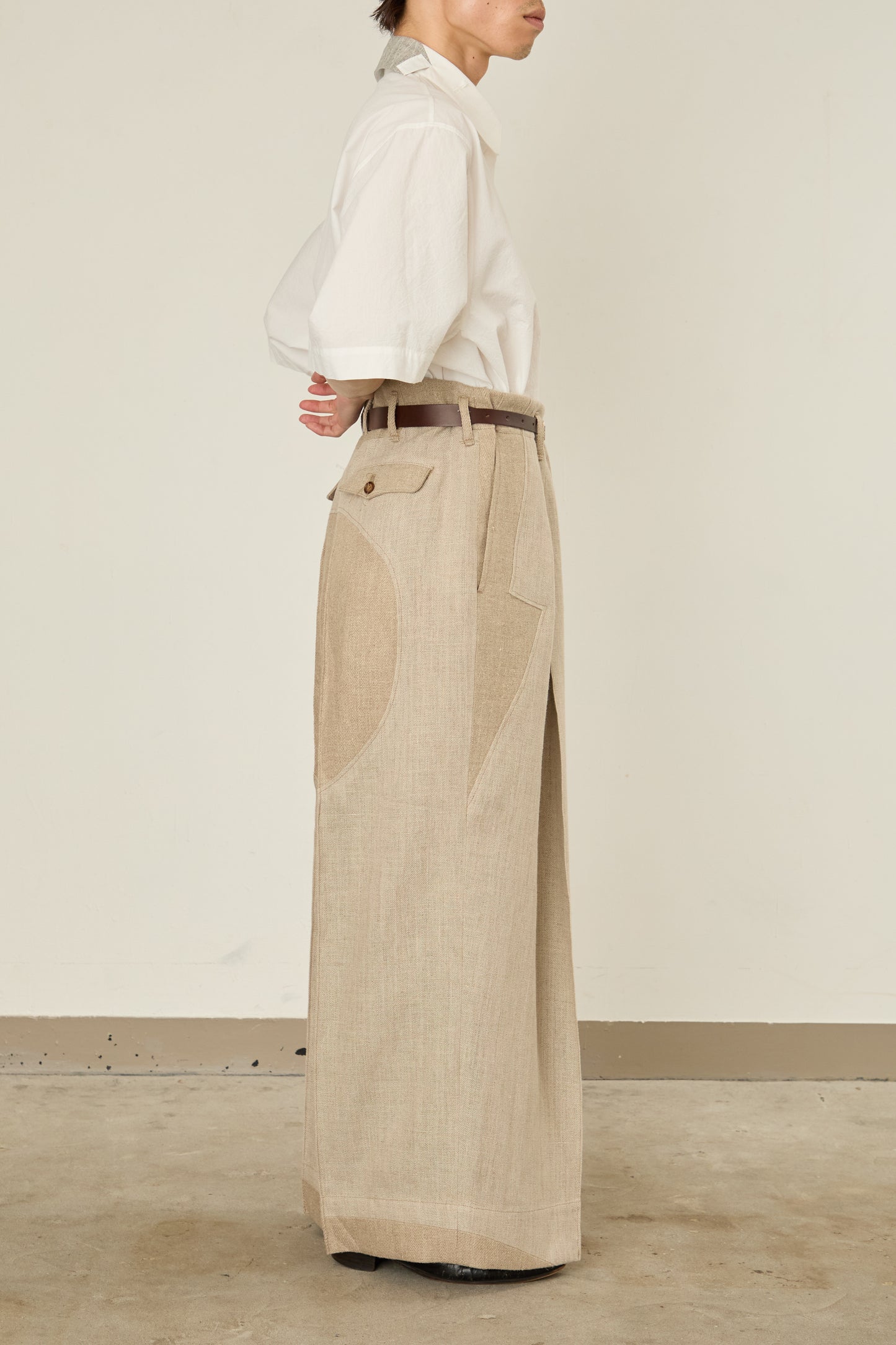 i'm here : LINEN WIDE PANTS :