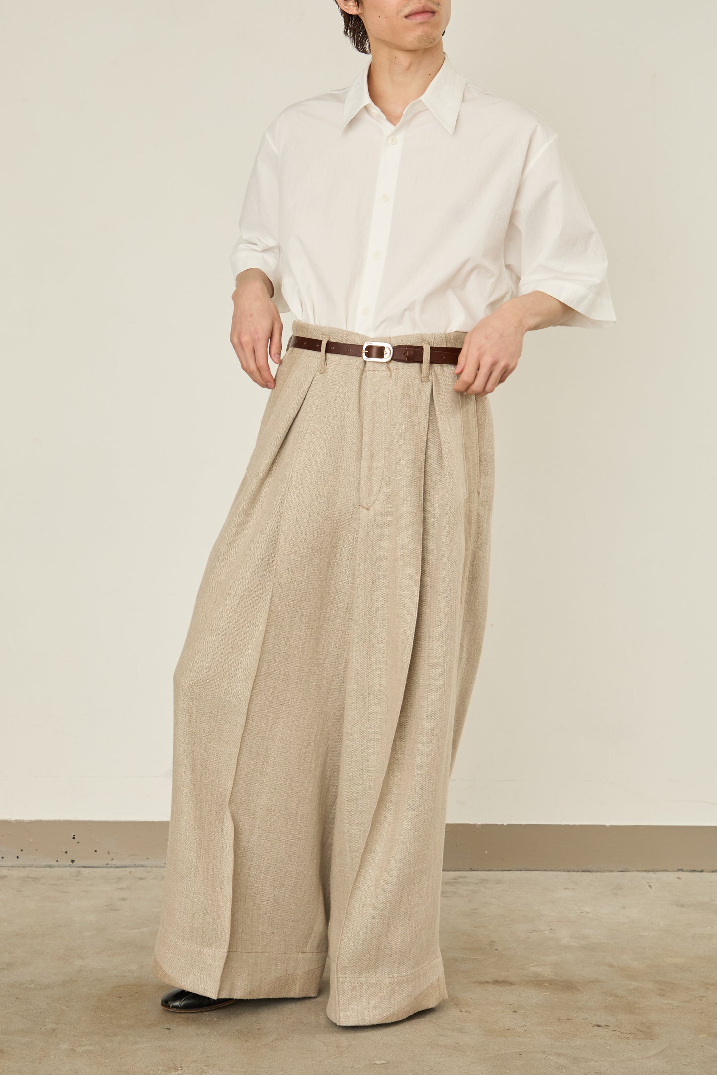 i'm here : LINEN WIDE PANTS :