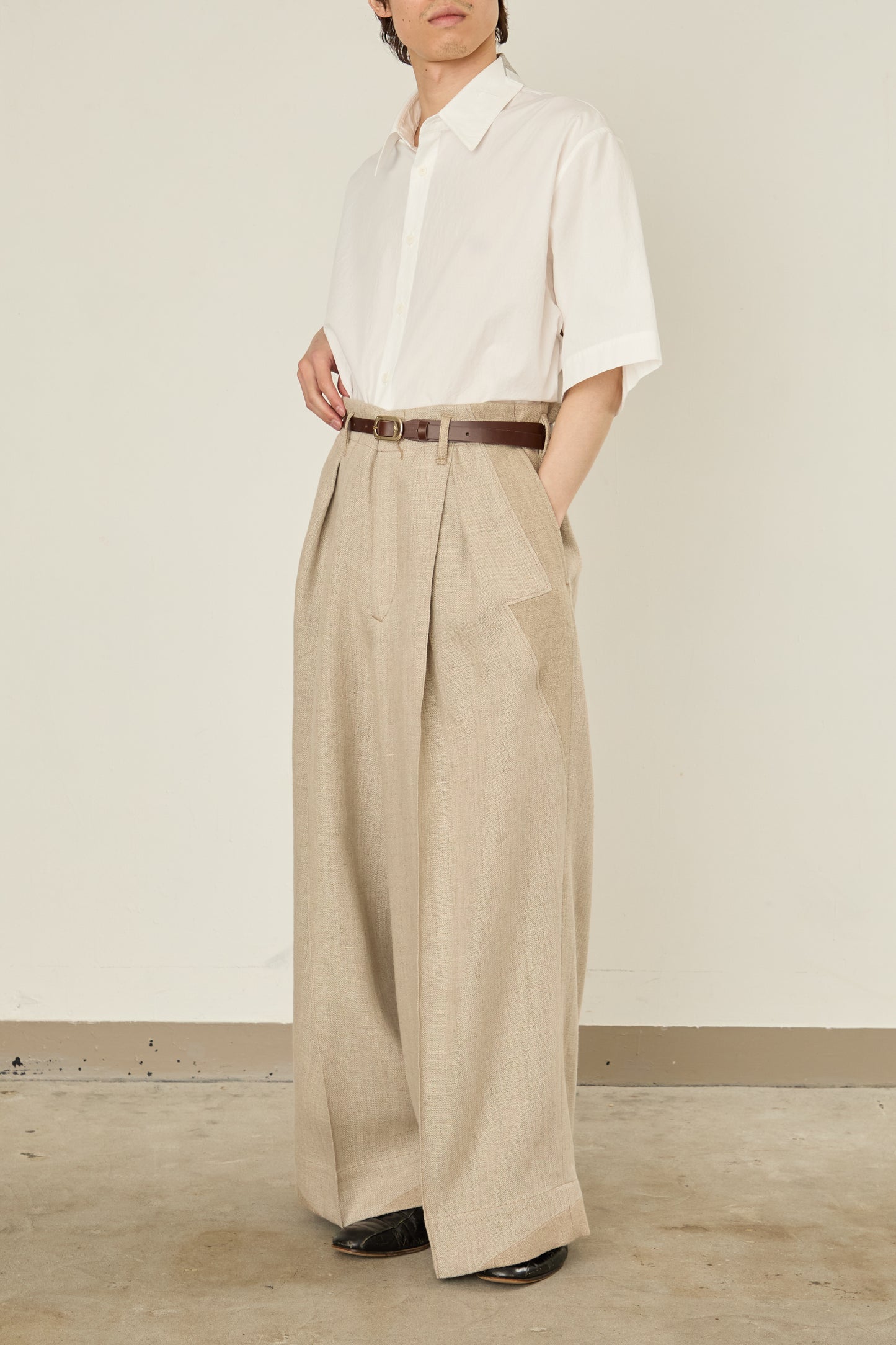 i'm here : LINEN WIDE PANTS :