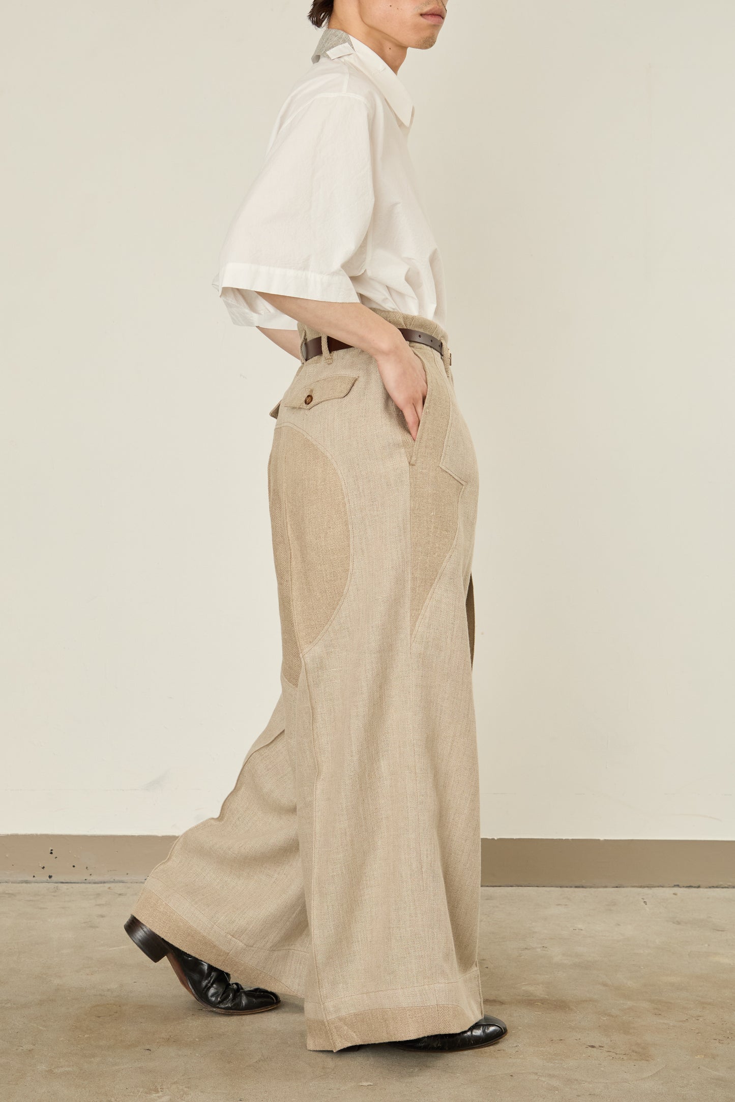i'm here : LINEN WIDE PANTS :