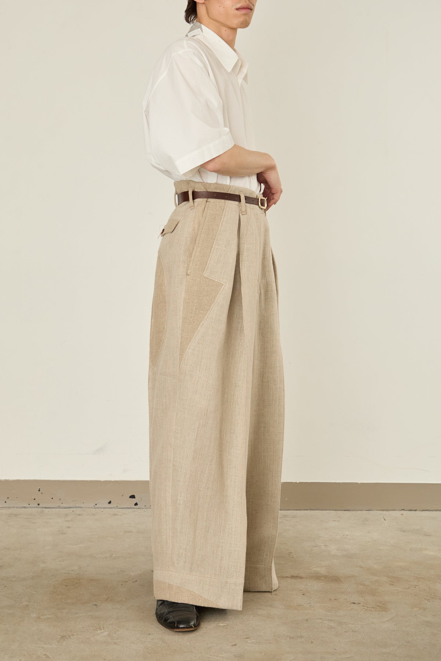 i'm here : LINEN WIDE PANTS :