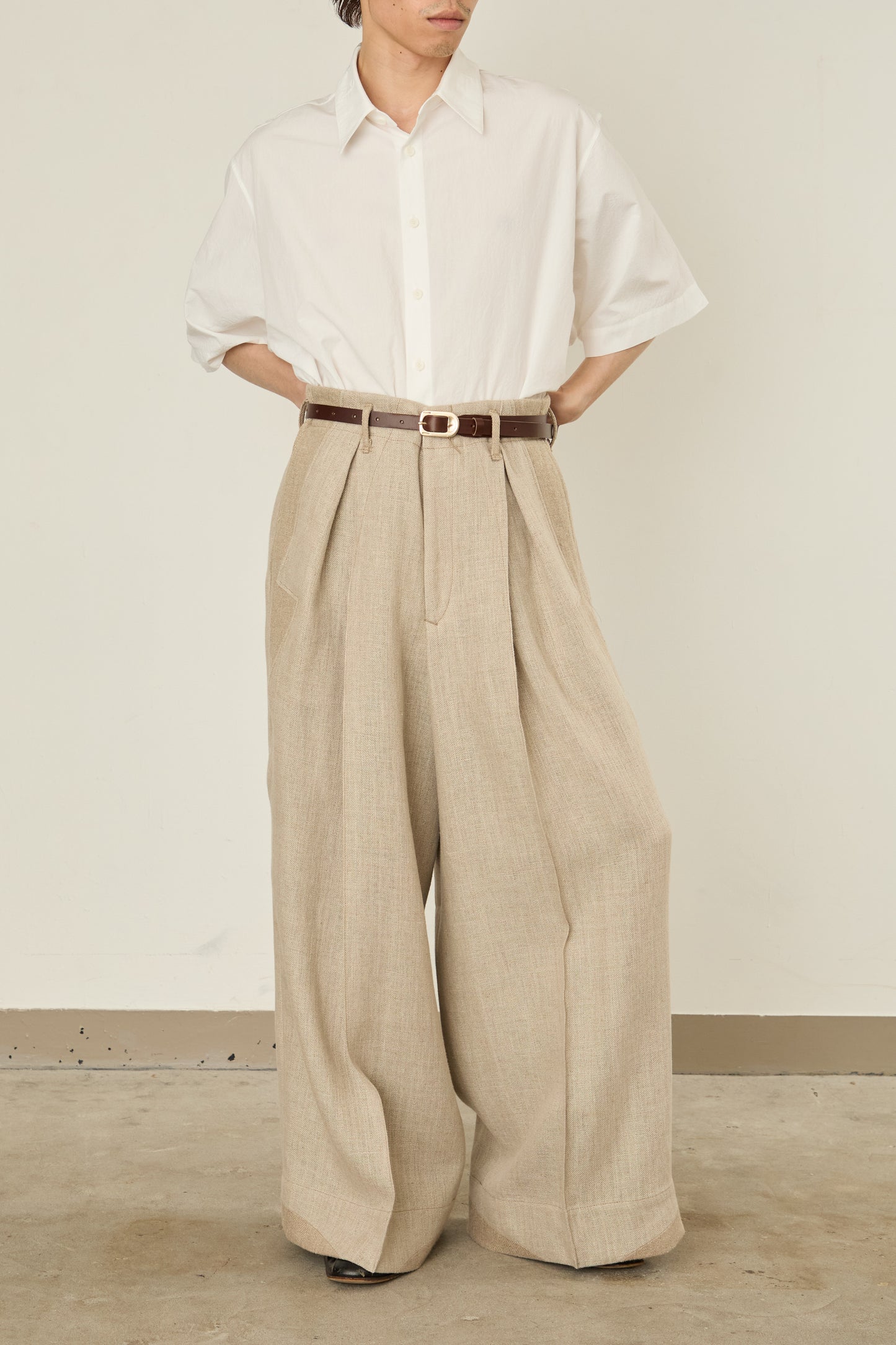 i'm here : LINEN WIDE PANTS :